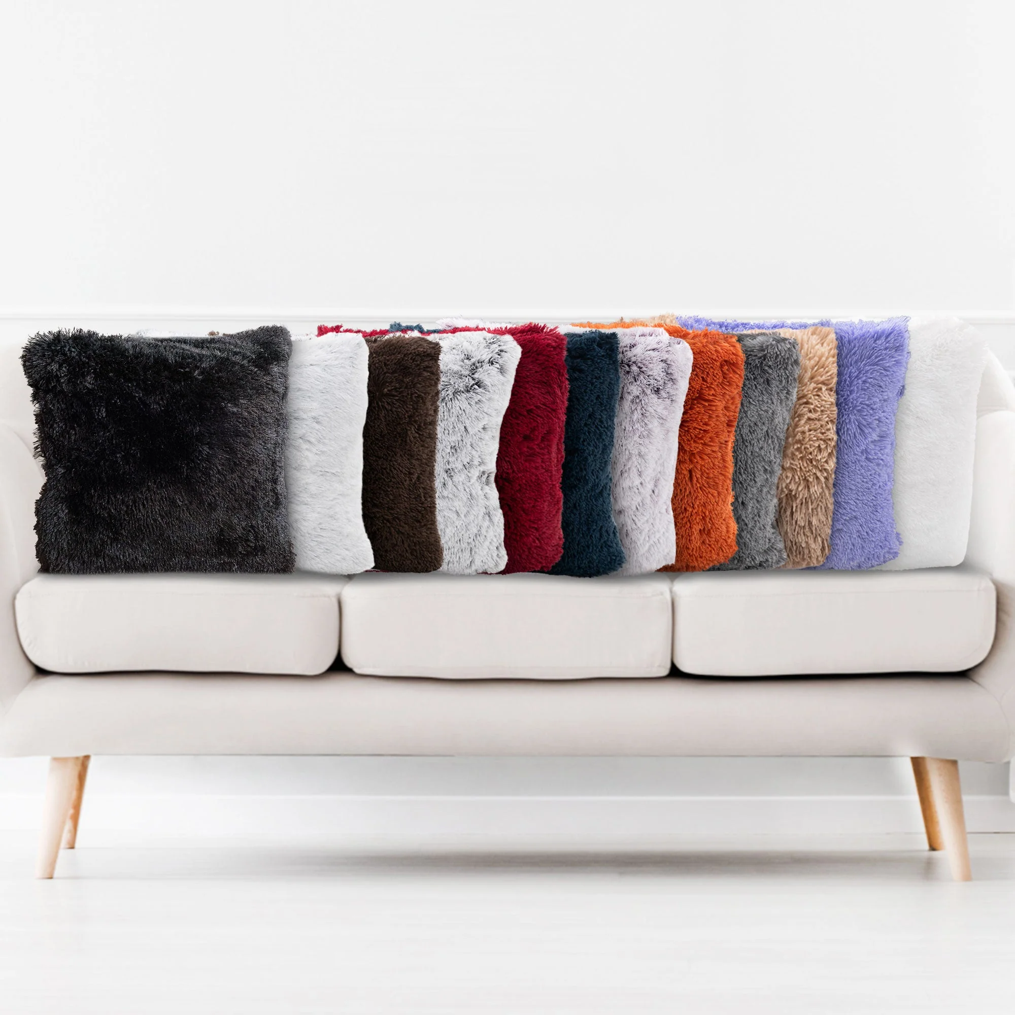 Cheer Collection Shaggy Long Hair Throw Pillows - Super Soft and Plush Faux Fur Accent Pillows - 20 x 20 inches - Set of 2 - Image 48