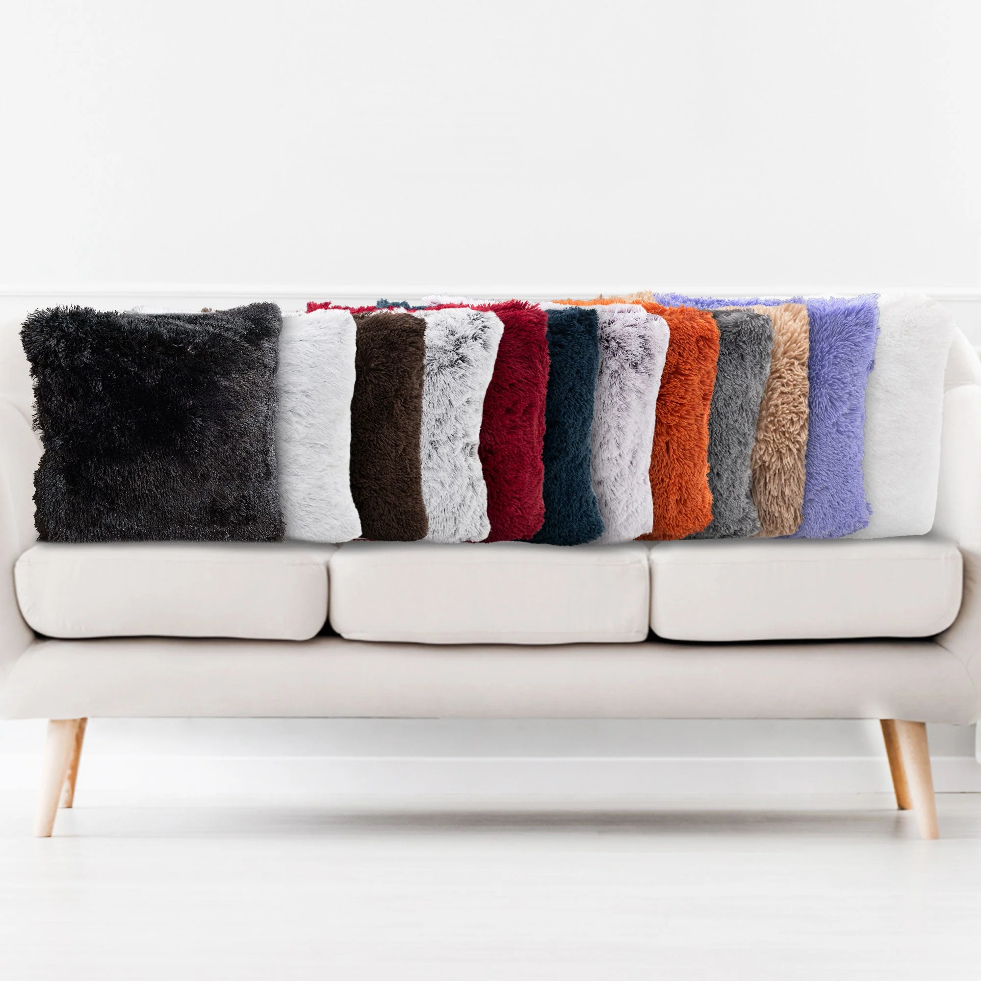 Cheer Collection Shaggy Long Hair Throw Pillows - Super Soft and Plush Faux Fur Accent Pillows - 20 x 20 inches - Set of 2 - Image 55
