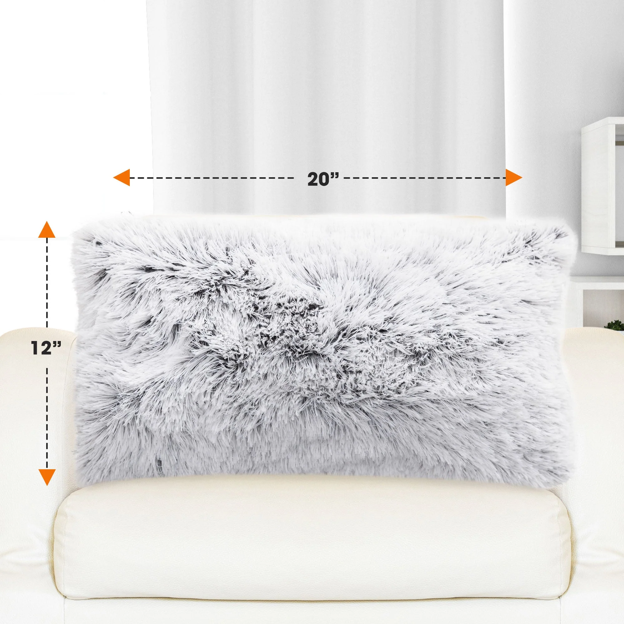 Cheer Collection Shaggy Long Hair Throw Pillows - Super Soft and Plush Faux Fur Lumbar Accent Pillows - 12 x 20 - Set of 2 - Image 31
