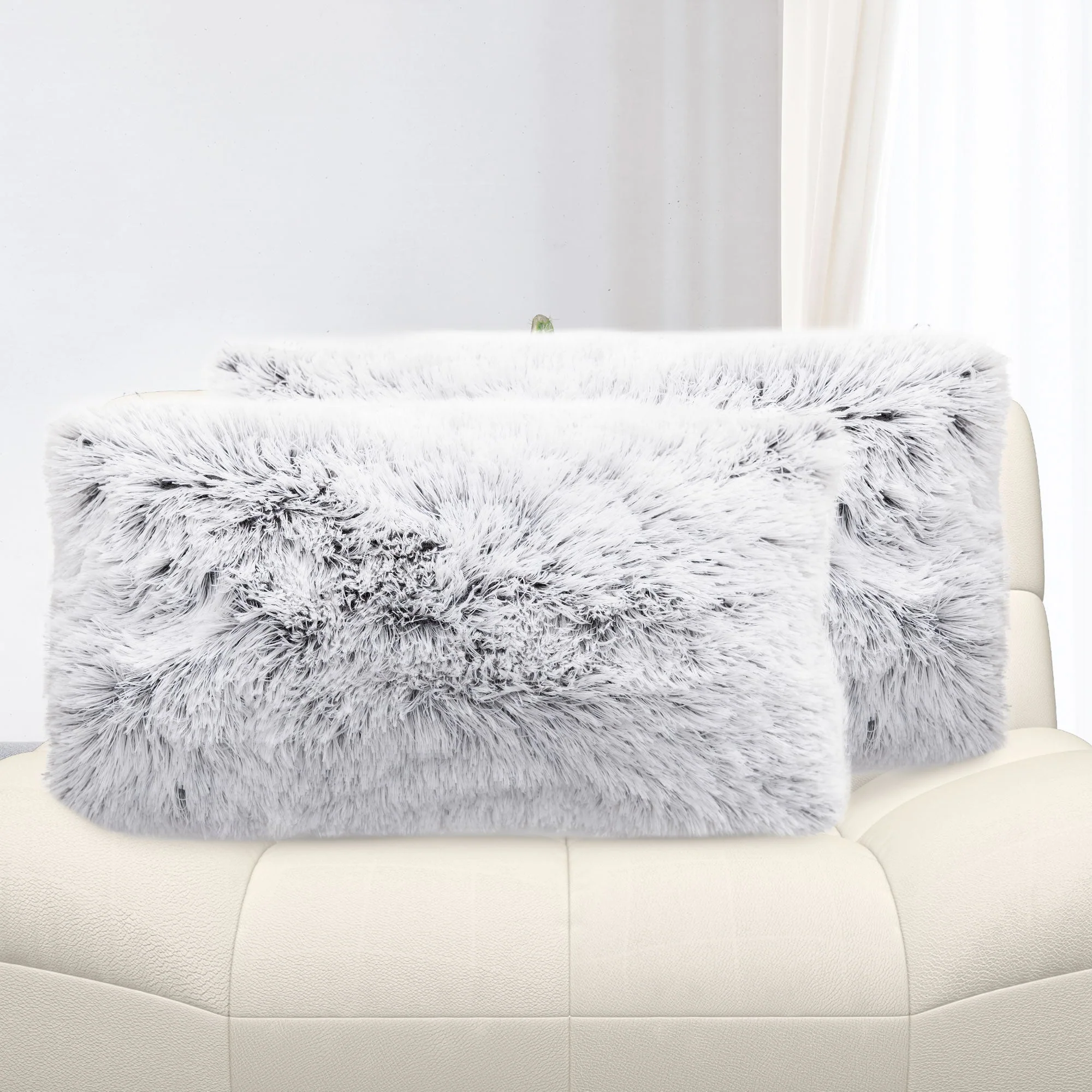Cheer Collection Shaggy Long Hair Throw Pillows - Super Soft and Plush Faux Fur Lumbar Accent Pillows - 12 x 20 - Set of 2 - Image 33