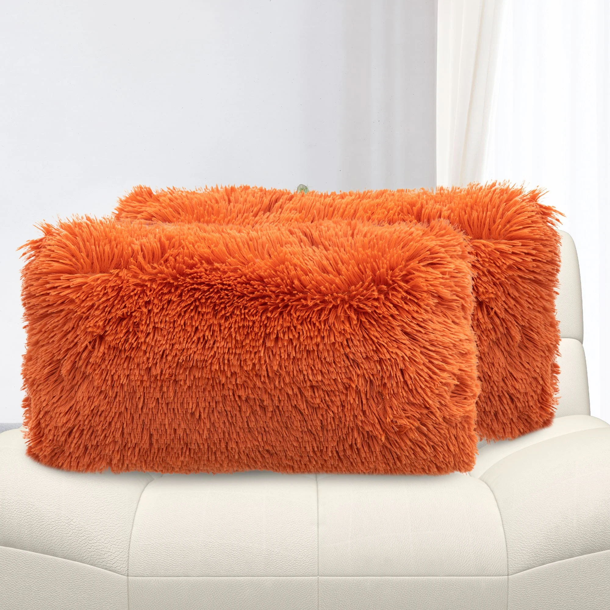 Cheer Collection Shaggy Long Hair Throw Pillows - Super Soft and Plush Faux Fur Lumbar Accent Pillows - 12 x 20 - Set of 2 - Image 61