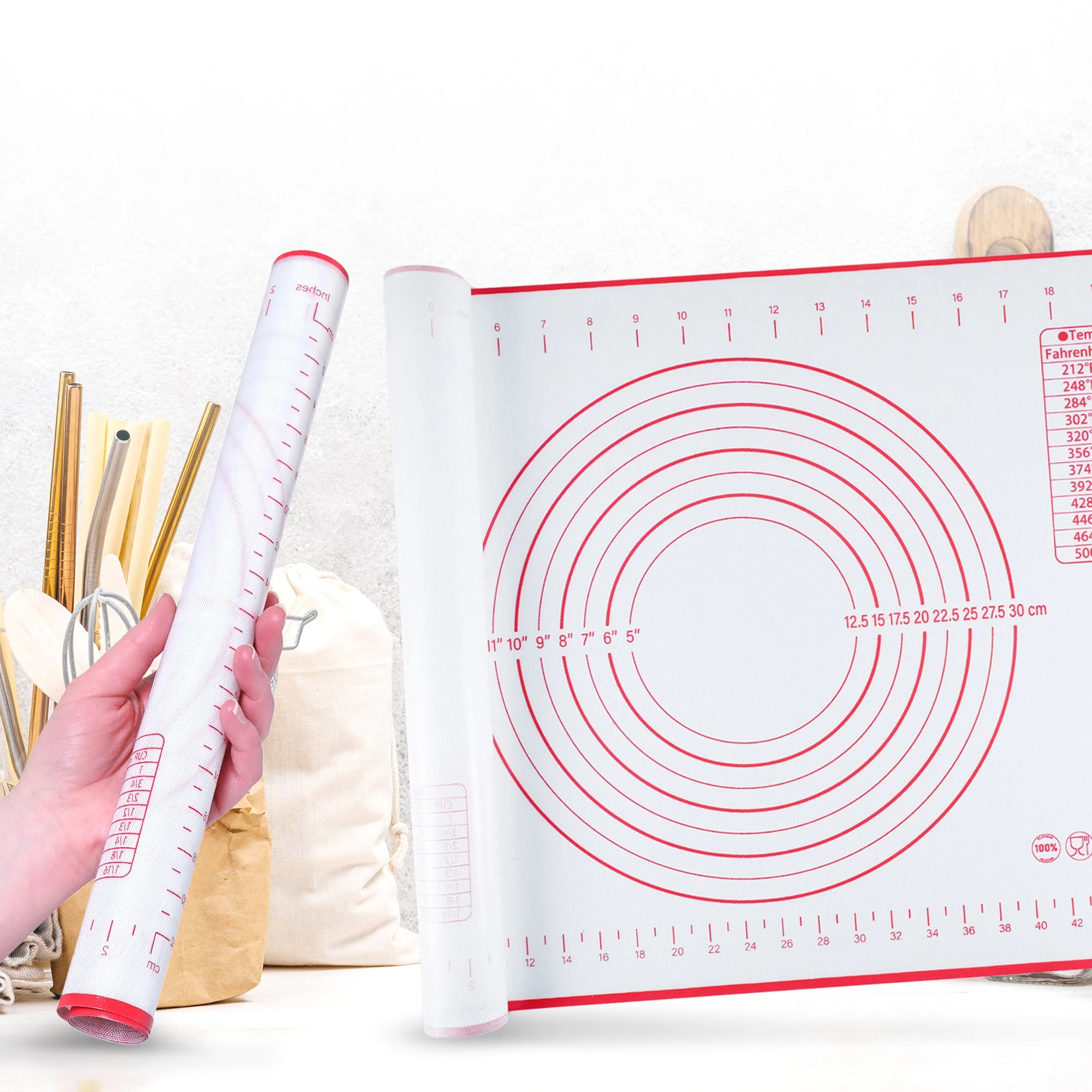 Cheer Collection Silicone Baking Mat for Dough and Baking Cookies Pizza Macarons- Non-Slip 16" x 24" - Image 6
