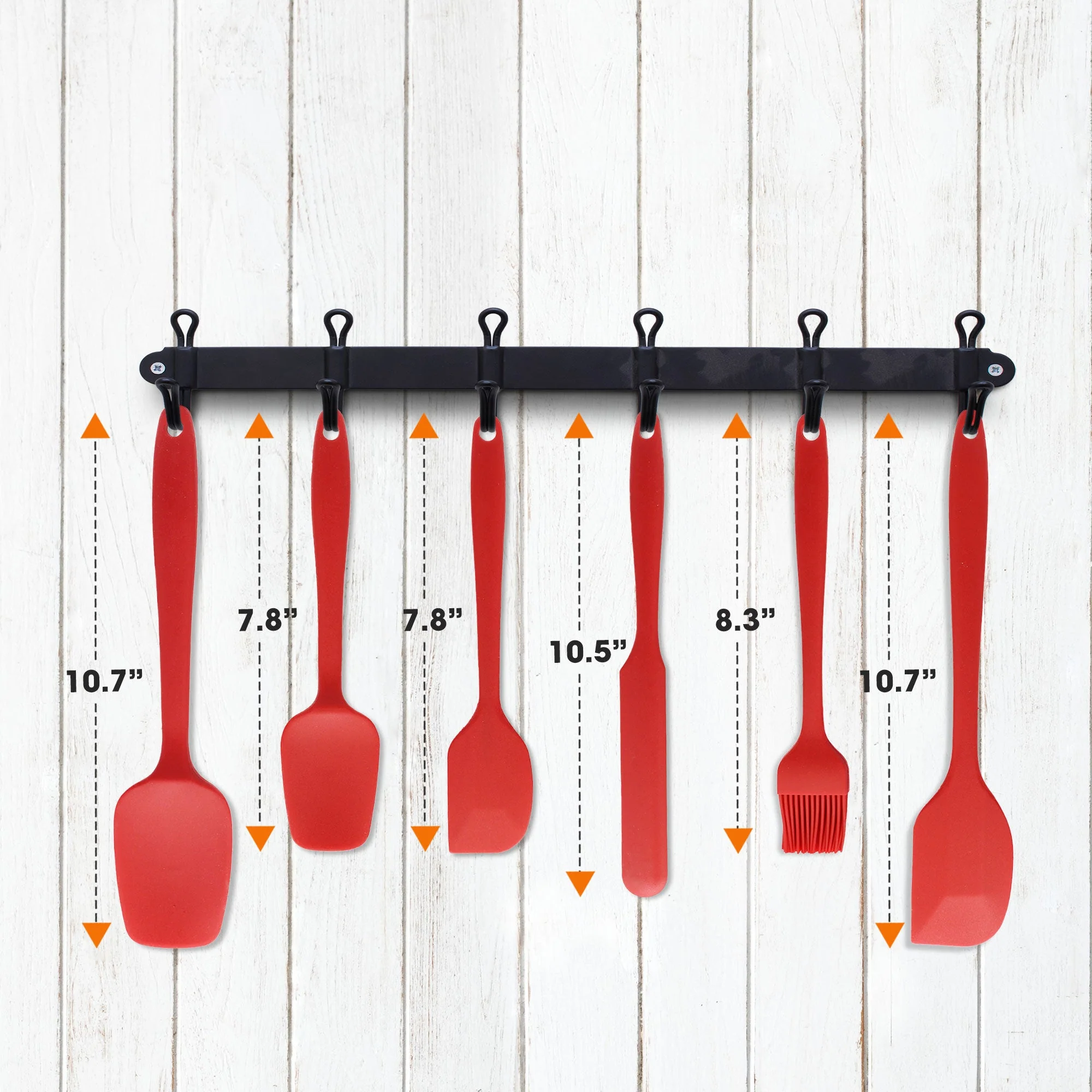 Cheer Collection Silicone Spatula Set, Silicone Spatulas For Nonstick Cookware, Cooking and Baking Sets for Kitchen, Red, 6 Pieces - Image 5
