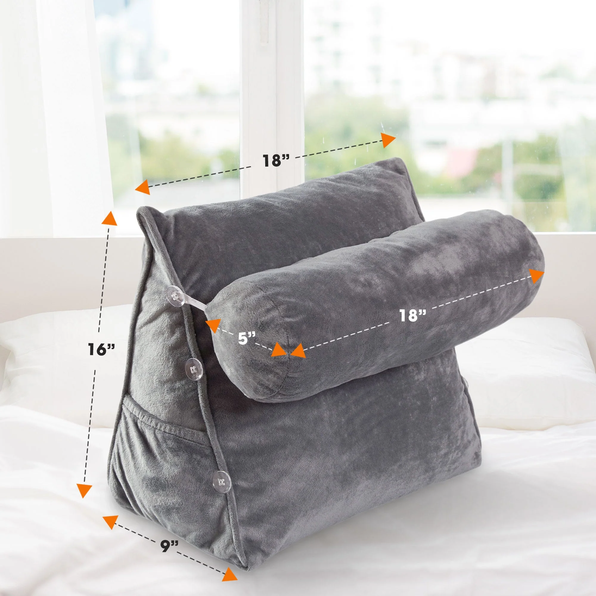 Cheer Collection Wedge Pillow with Detachable Bolster & Backrest - Image 9