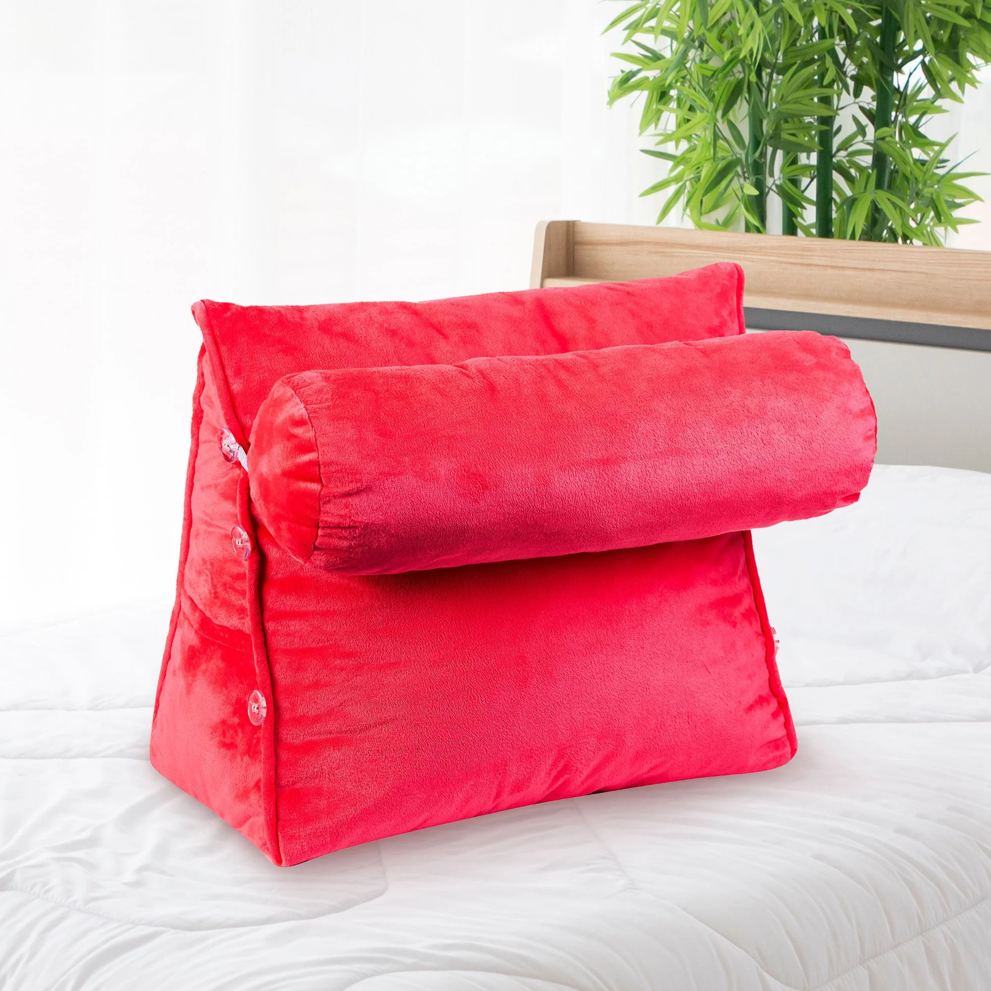 Cheer Collection Wedge Shaped Back Support Pillow and Bed Rest Cushion for Reading, Gaming, Watching - with Adjustable Neck Pillow - Image 17