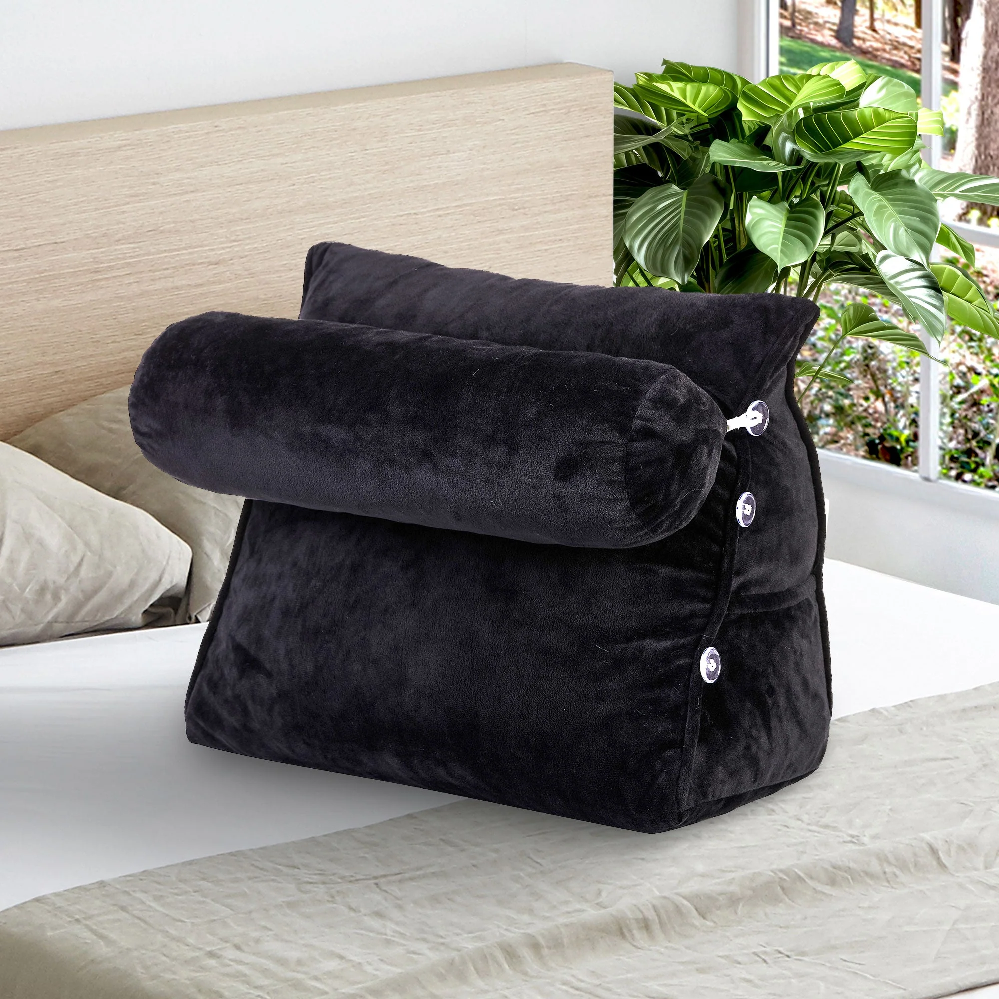 Cheer Collection Wedge Shaped Back Support Pillow and Bed Rest Cushion for Reading, Gaming, Watching - with Adjustable Neck Pillow - Image 2