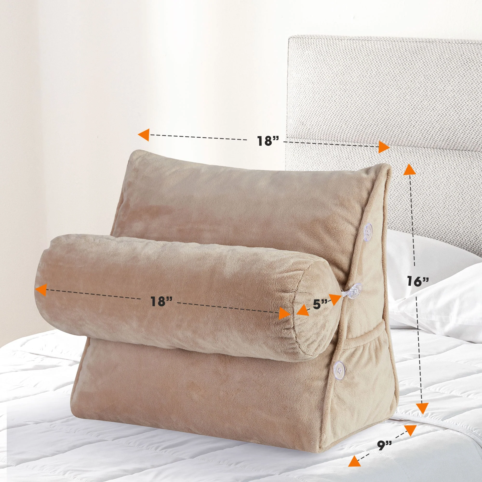 Cheer Collection Wedge Shaped Back Support Pillow and Bed Rest Cushion for Reading, Gaming, Watching - with Adjustable Neck Pillow - Image 45