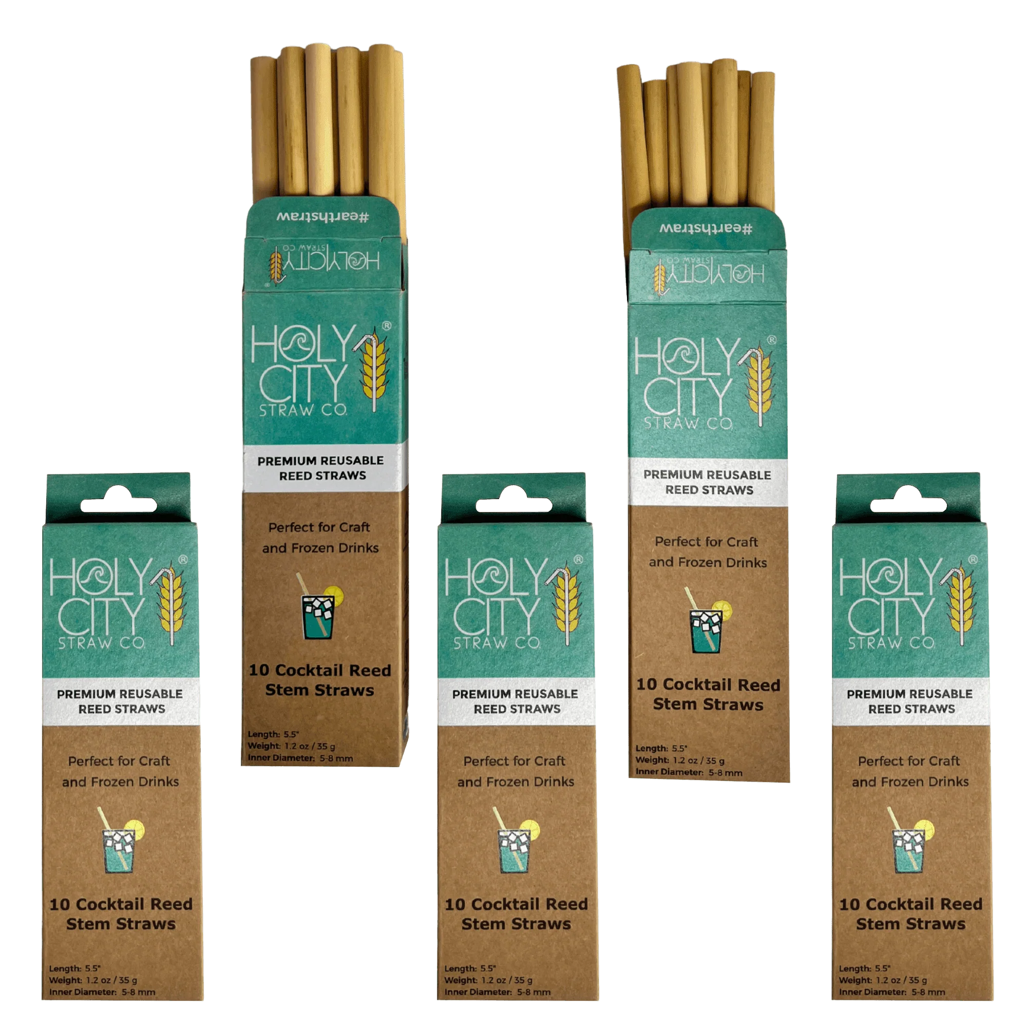 Cocktail Reusable Reed Straws | 5 Pack Bundle by Holy City Straw Company - Image 4