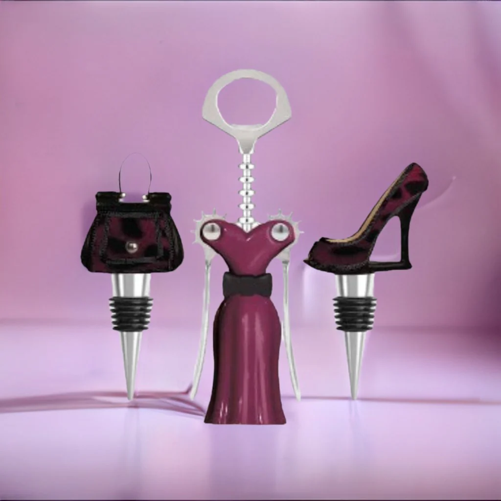 Dark Red Leopard Fashion Wine Stopper Set - Image 2