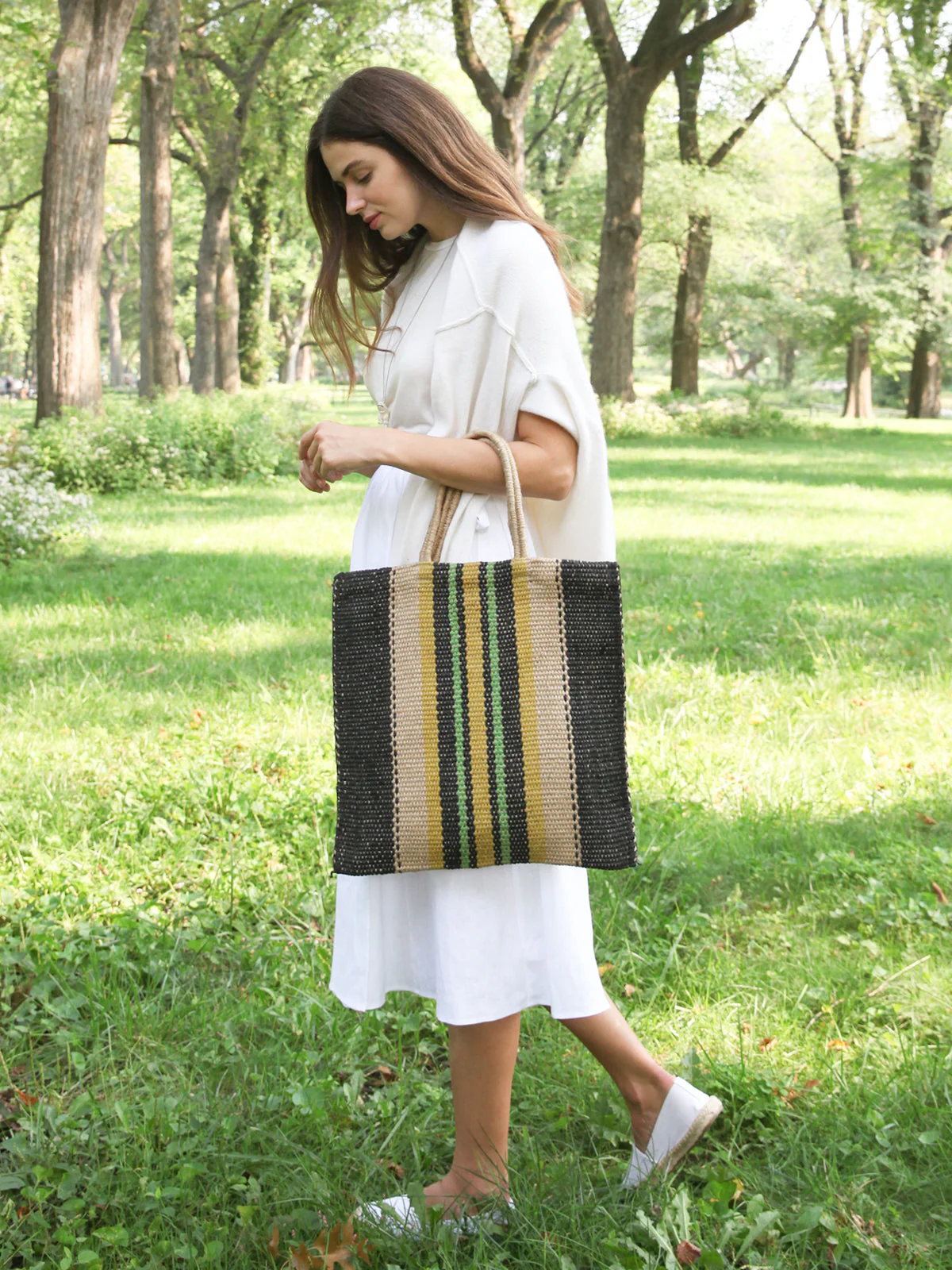 Dora Jute Tote Bag - Multi Navy - Image 3