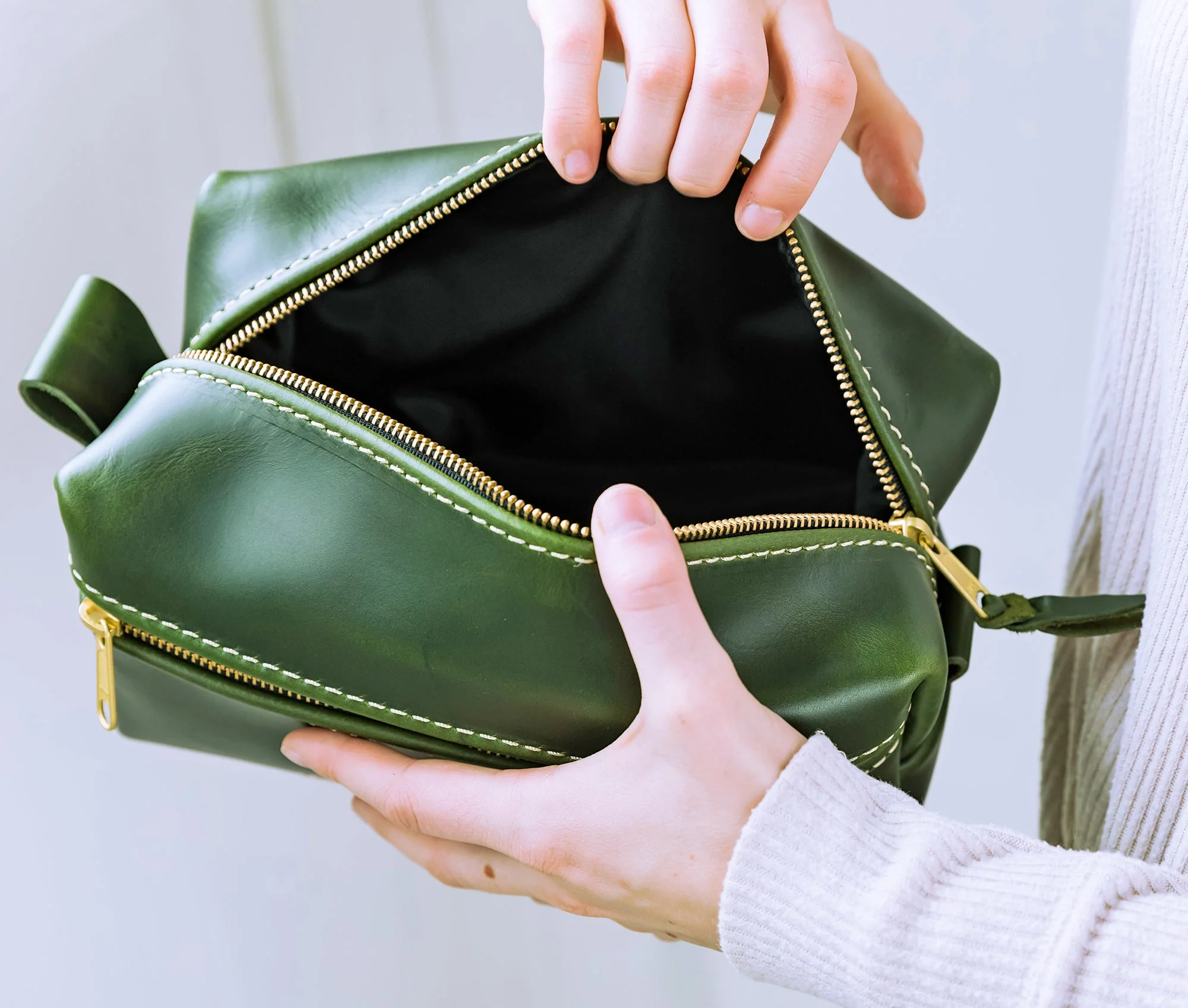 Double Zipper Toiletry Bag by Lifetime Leather Co - Image 4