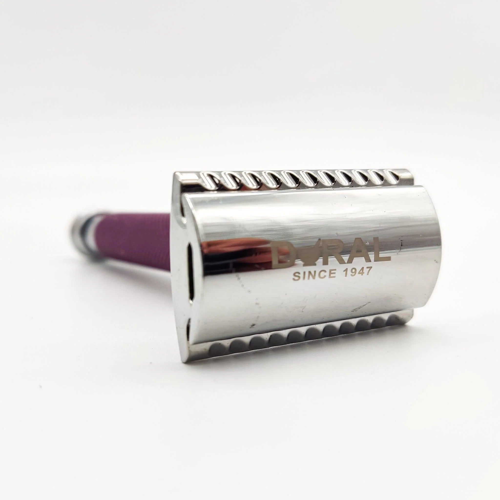 Dural Heavy Stroud Head Double Edge Safety Razor Duty Purple + Pouch - Image 2