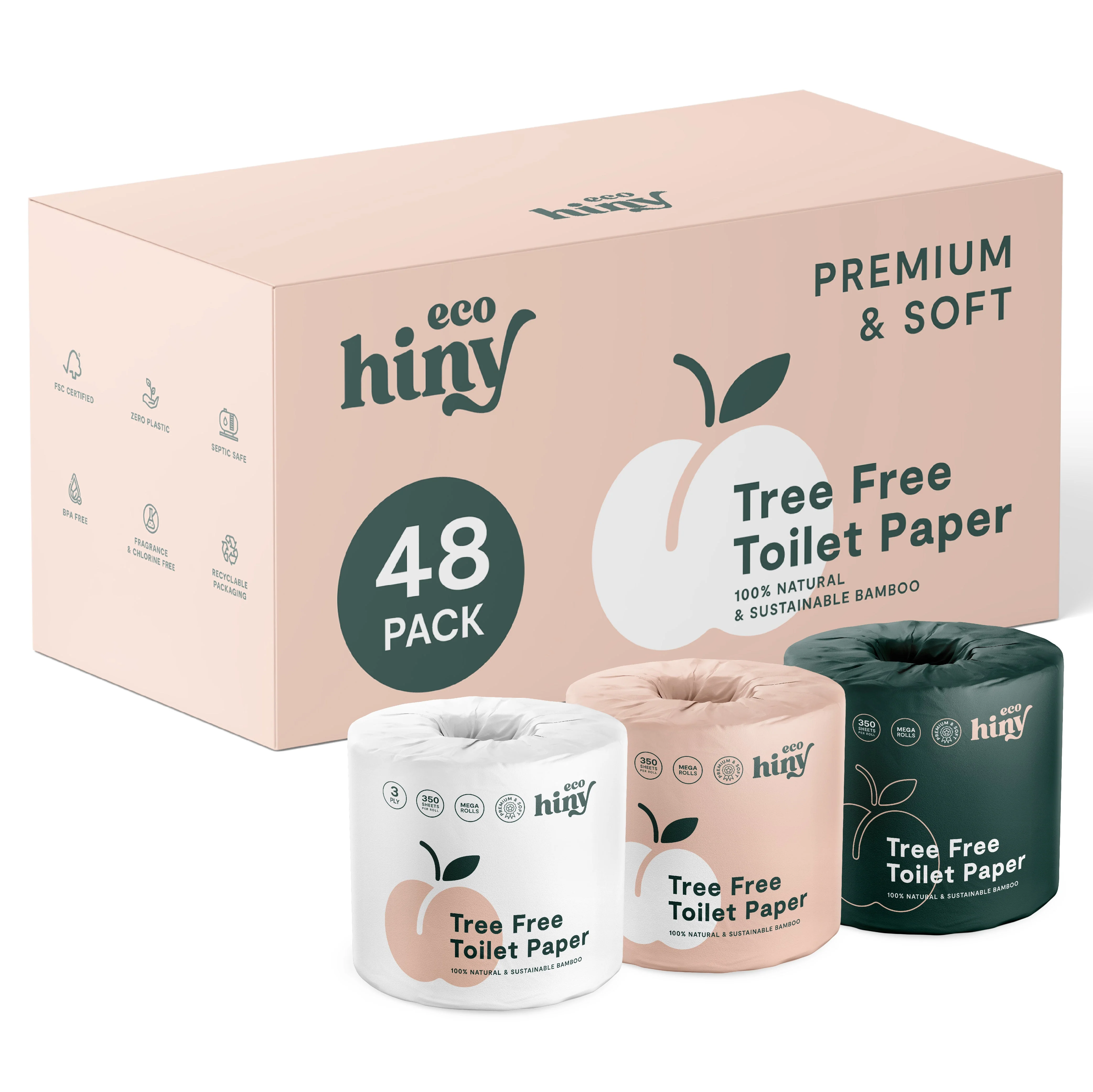 ecoHiny Premium Bamboo Toilet Paper | Mega Rolls, 3 PLY & 350 Sheets by ecoHiny - Image 9