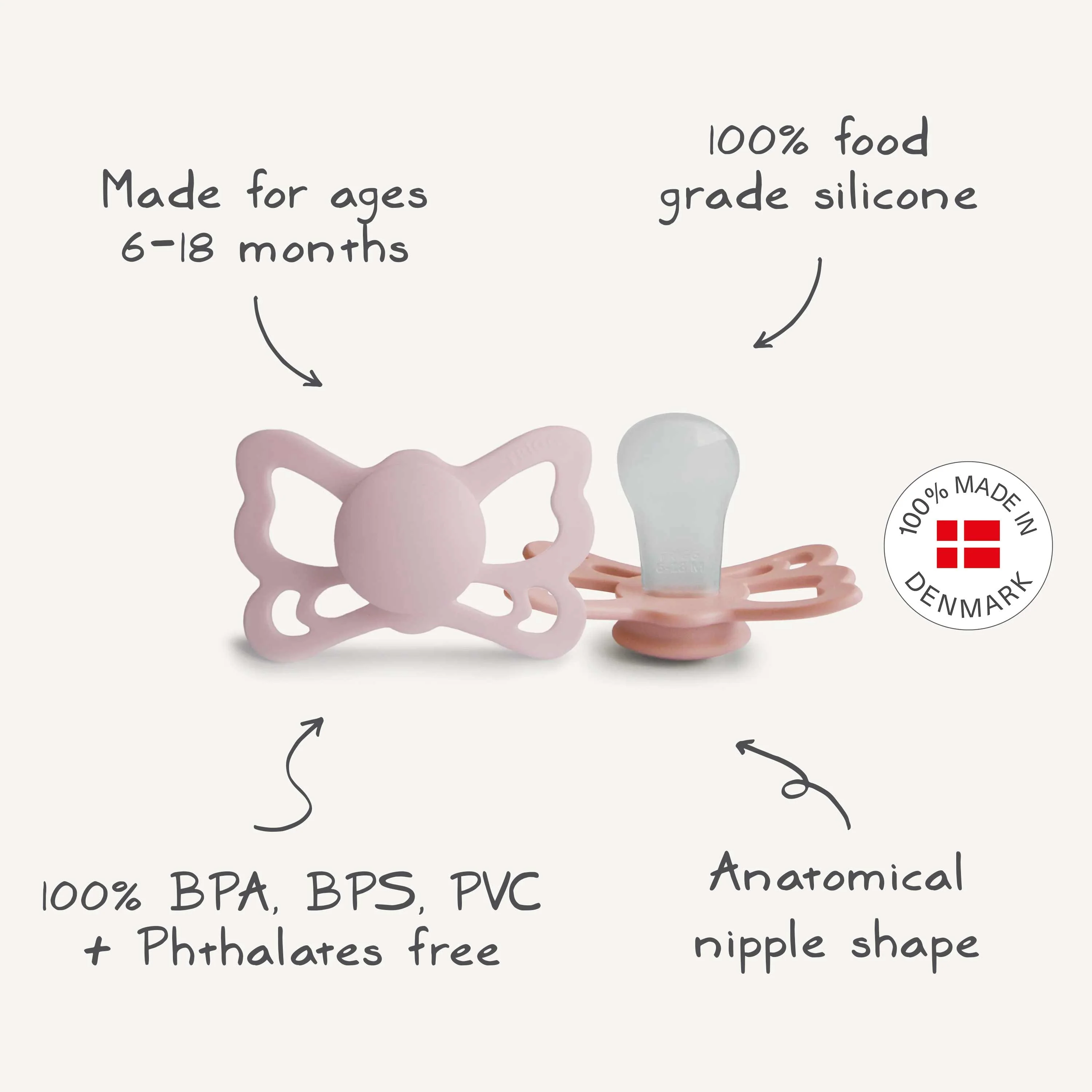 FRIGG Butterfly Anatomical Silicone Pacifier 2-Pack (6-18 Months) - Image 61