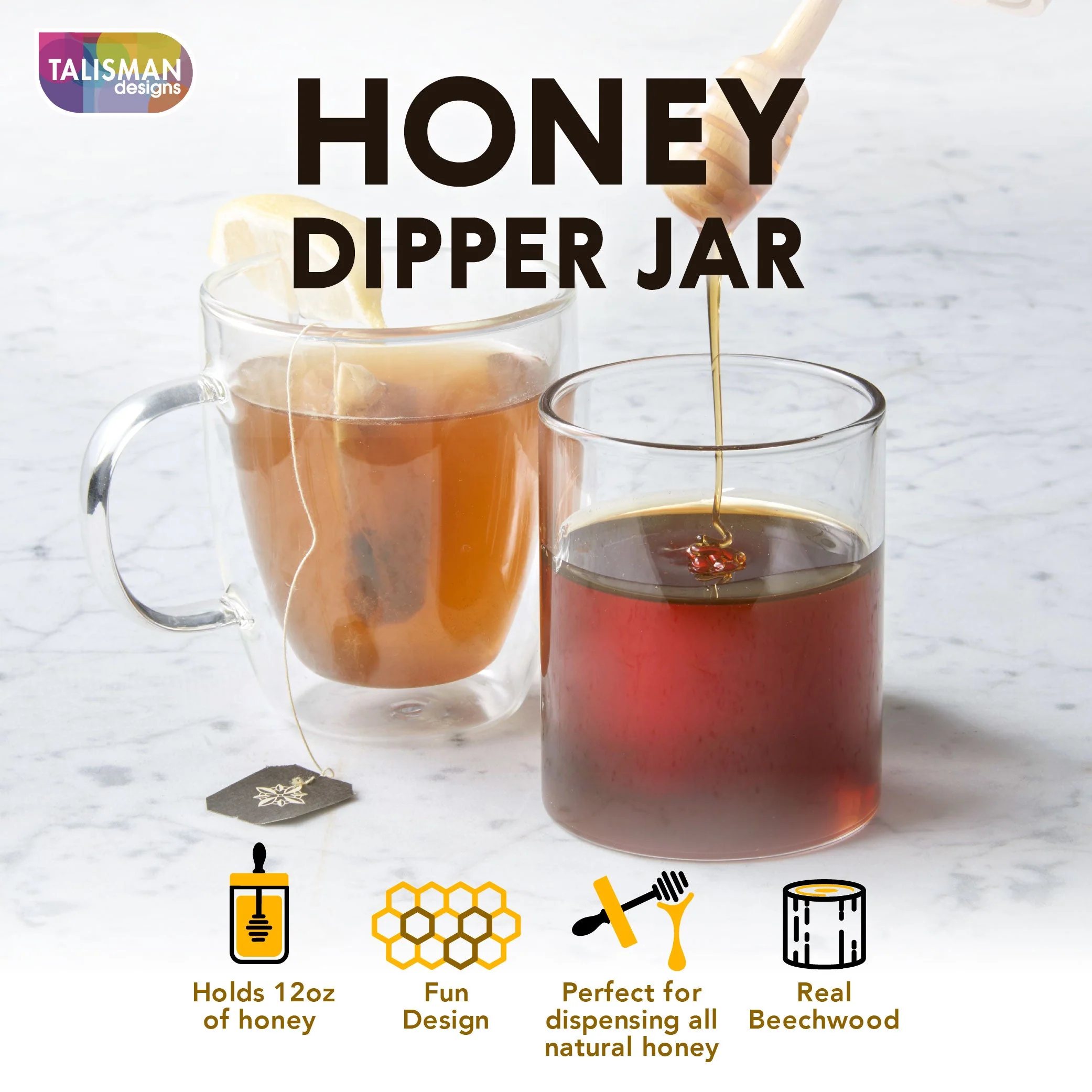 Glass Honey Dipper Jar - Honey Bee - Image 5
