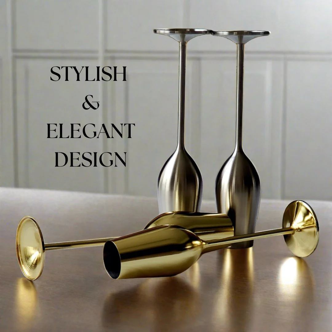 Gold Unbreakable Stainless Steel Champagne Flutes, Set of 2 - Image 10