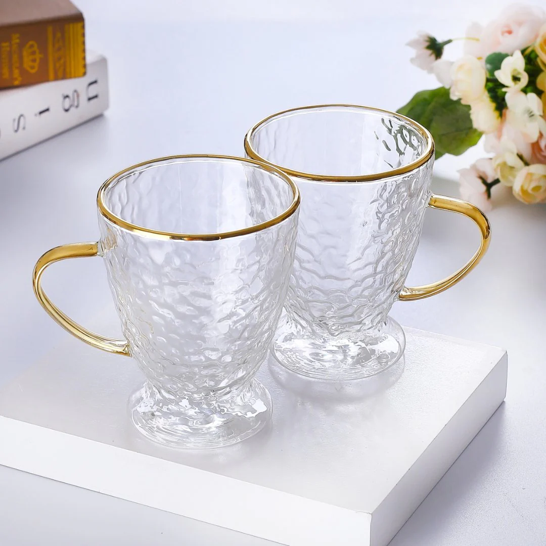 Hammered Double Wall Glass Coffee Cups - Image 4