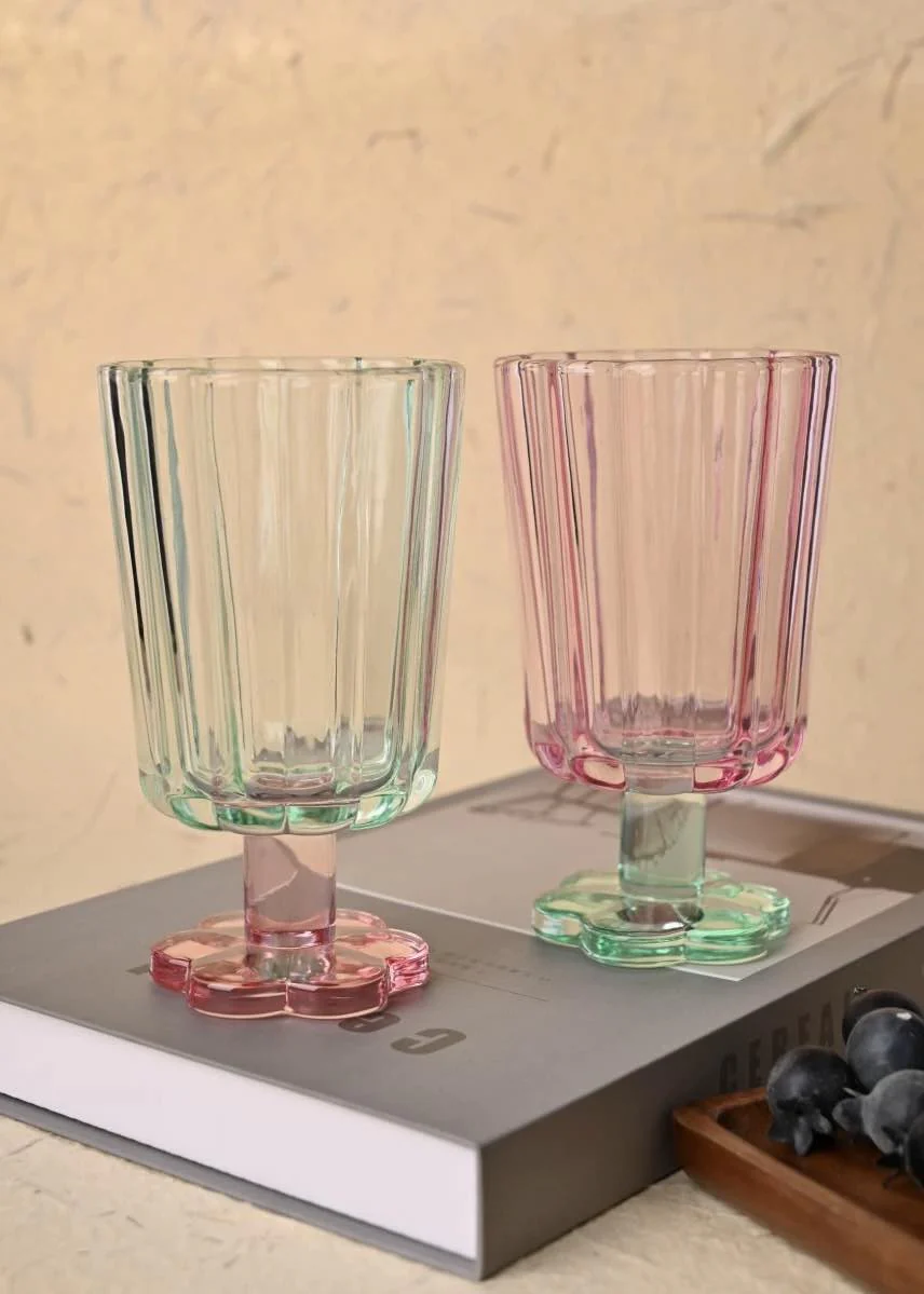 Hand Blown Petal Goblets - Cute Whimsical Colored Wine Glasses - Image 5