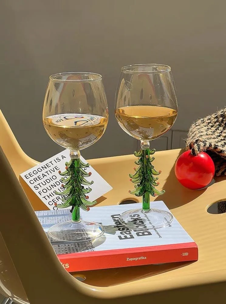 Handblown Christmas Tree Wine Glasses Set of 2 Pcs - Image 8