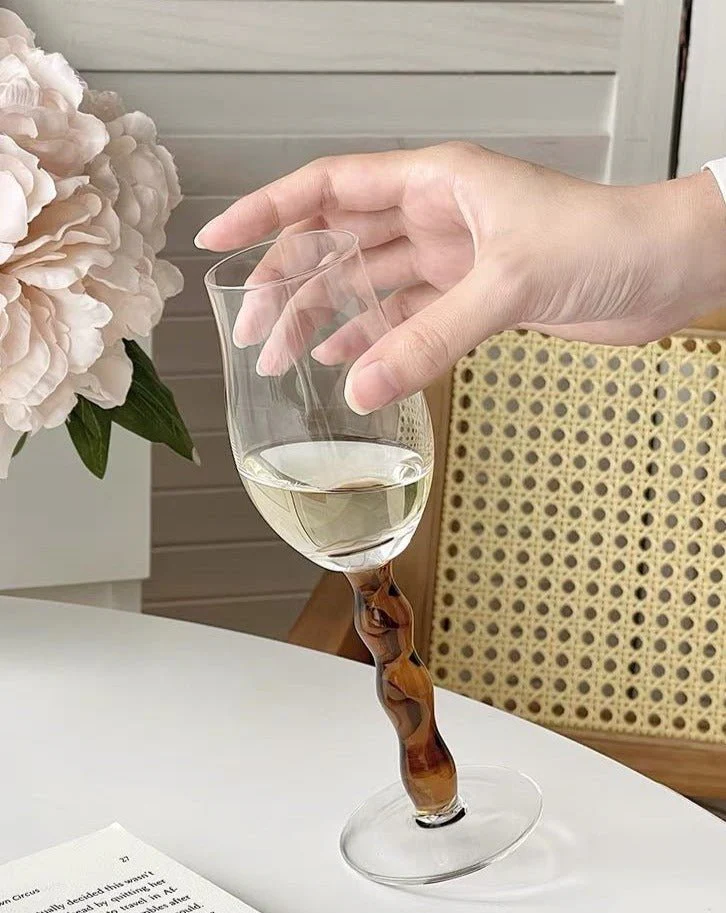 Handblown Retro Wavy Rose Wine Glasses Set of 4 Pcs ( $14.9 Each ) - Image 9