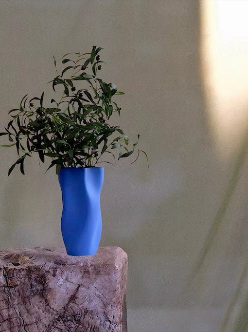 Handcrafted Modern Klein Blue Wavy Vase - Unique Dinner Party Decorative Centrepiece - Image 3
