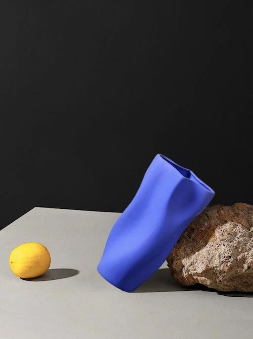 Handcrafted Modern Klein Blue Wavy Vase - Unique Dinner Party Decorative Centrepiece - Image 4