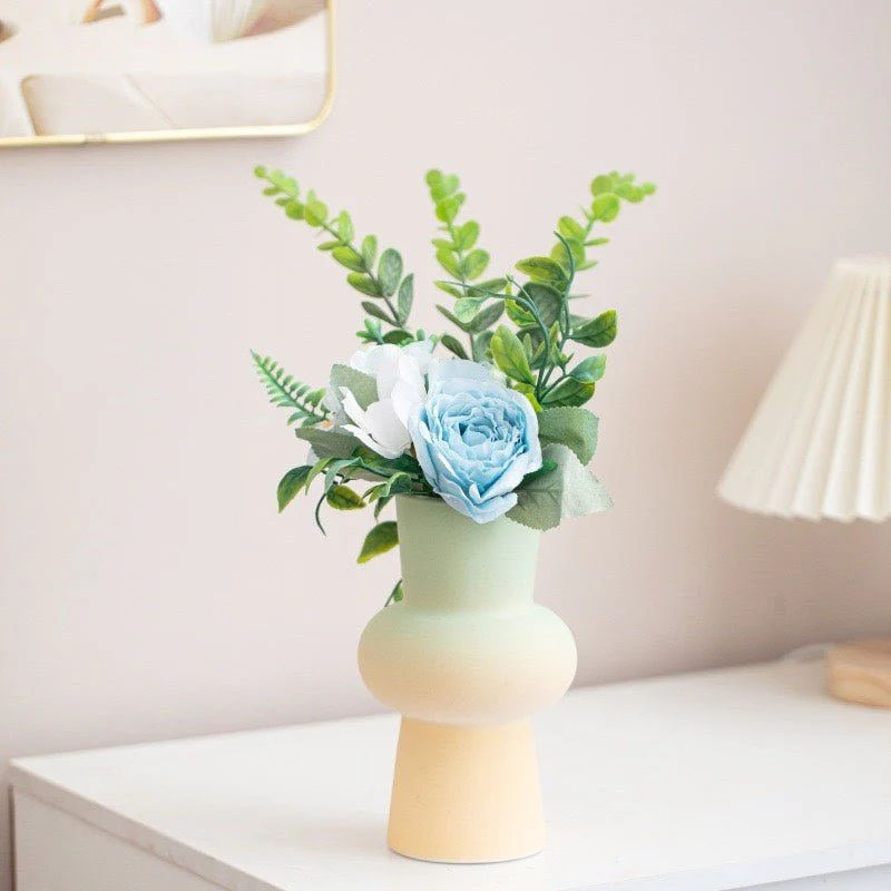 Handmade Ceramic Gradient Vase, Dopamine Geometric Matte Flower Vessels - Image 5