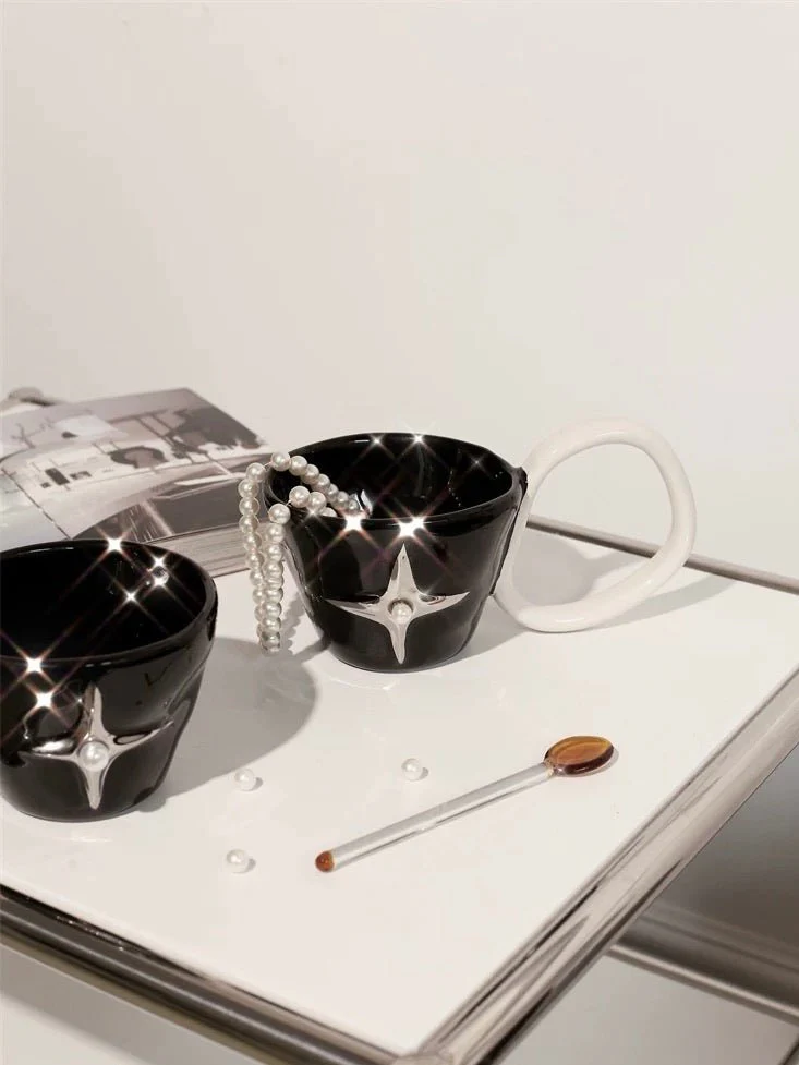 Handmade Ceramic Star Coffee Mug, Eclectic Tea Espresso Cup - Image 2