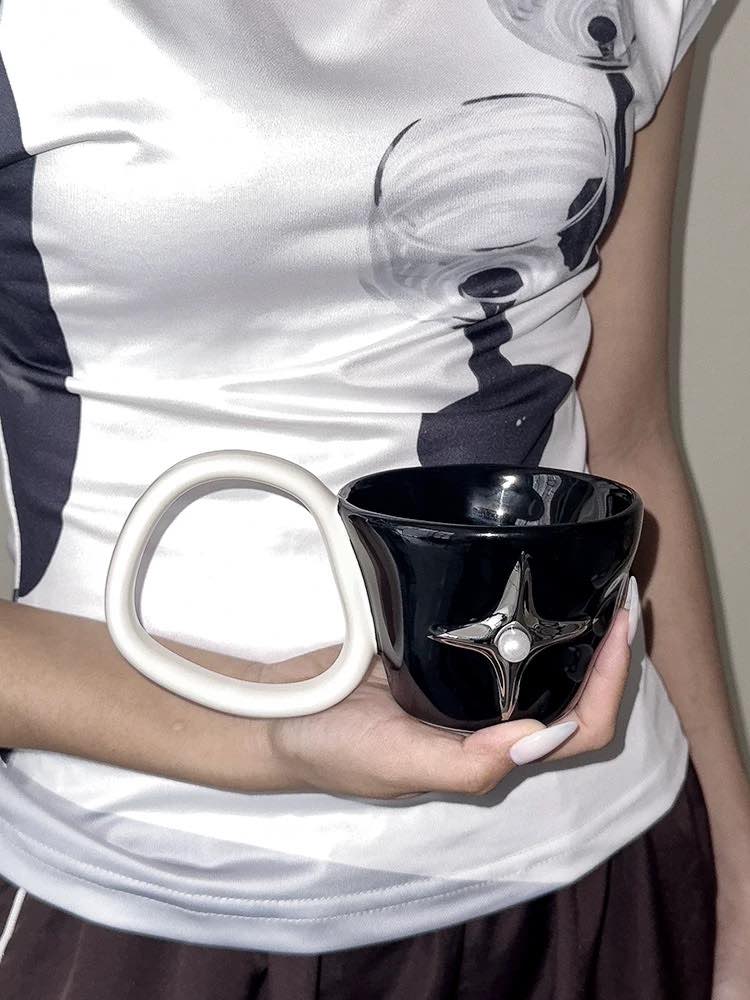 Handmade Ceramic Star Coffee Mug, Eclectic Tea Espresso Cup - Image 3