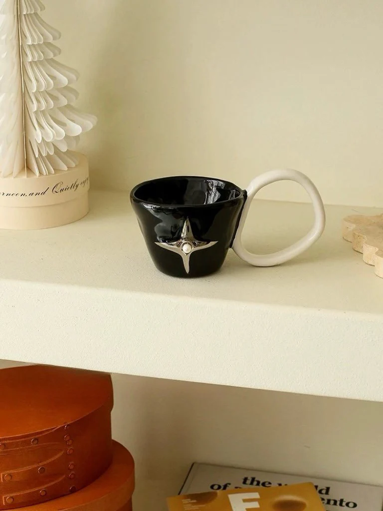 Handmade Ceramic Star Coffee Mug, Eclectic Tea Espresso Cup - Image 4