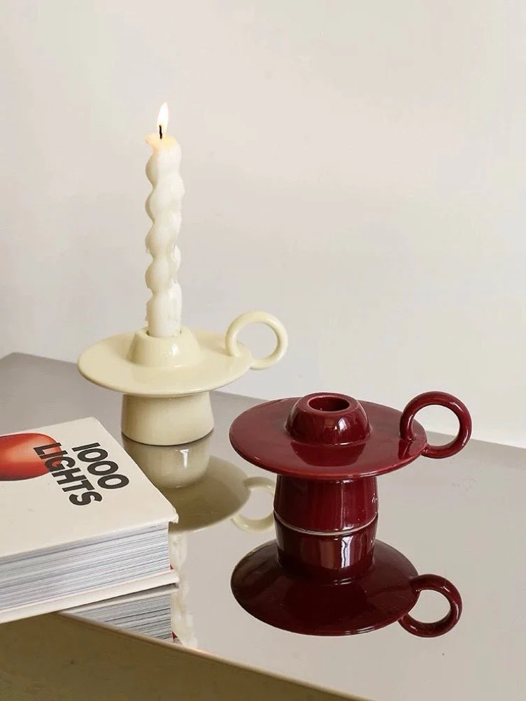 Handmade Ceramic UFO Candle Holder, Retro Table Decor - Image 3