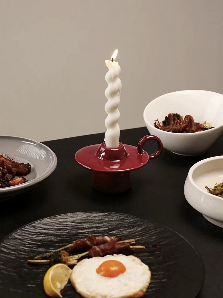 Handmade Ceramic UFO Candle Holder, Retro Table Decor - Image 4