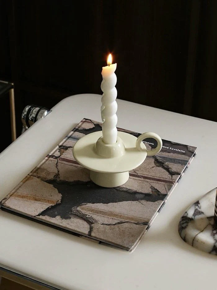 Handmade Ceramic UFO Candle Holder, Retro Table Decor - Image 8