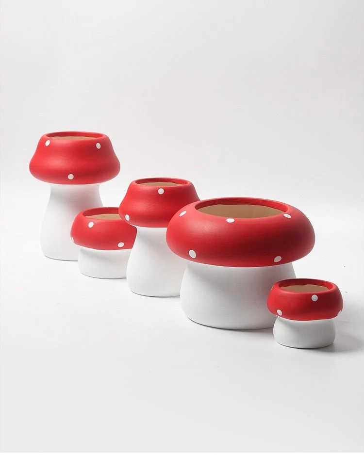 Handmade Cute Whimsical Ceramic Mushrrom Plant Flower Pot for Indoor / Outddor - Image 5