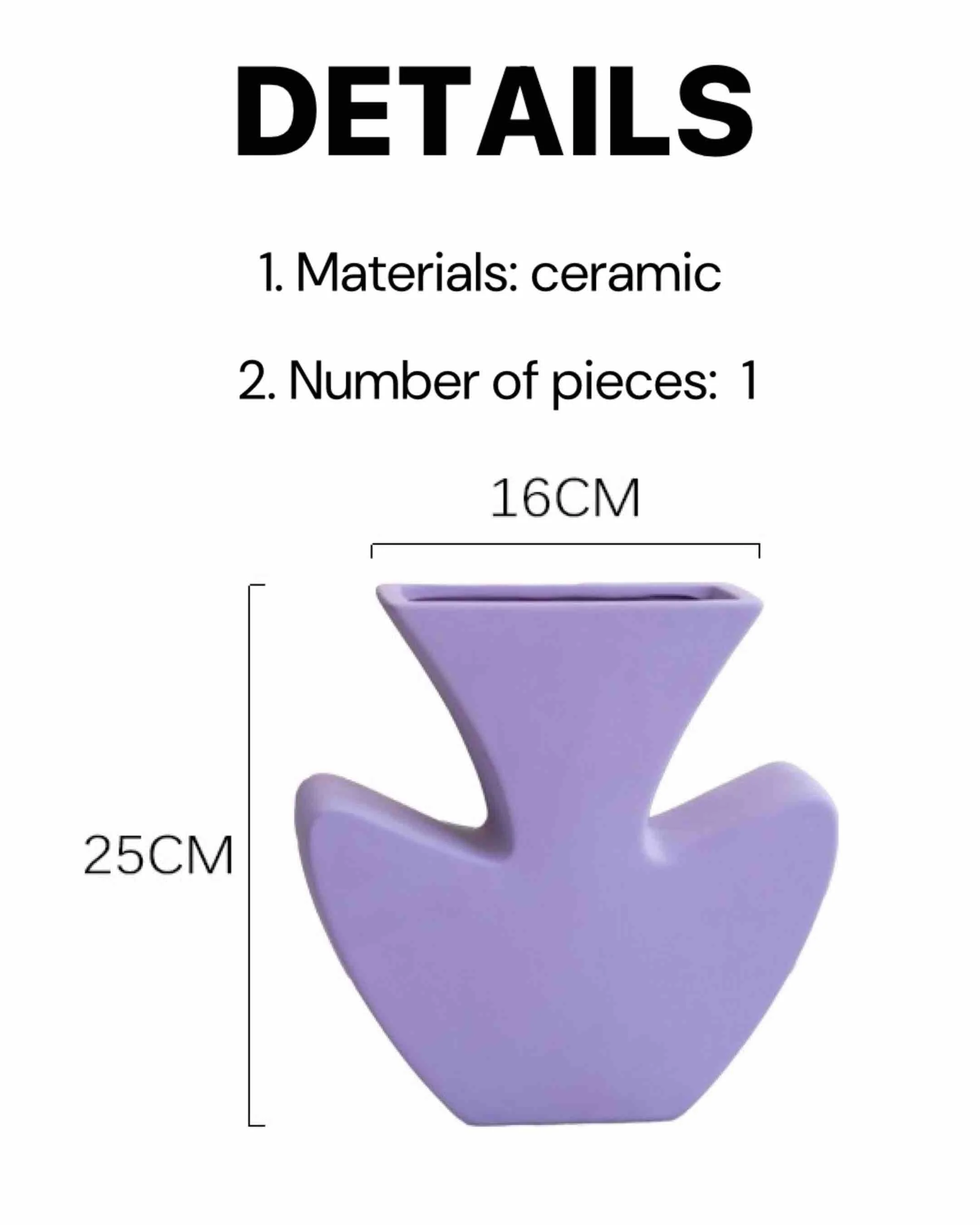 Handmade Memphis Funky Lavender Ceramic Vase, Decorative Flower Vessel - Image 7