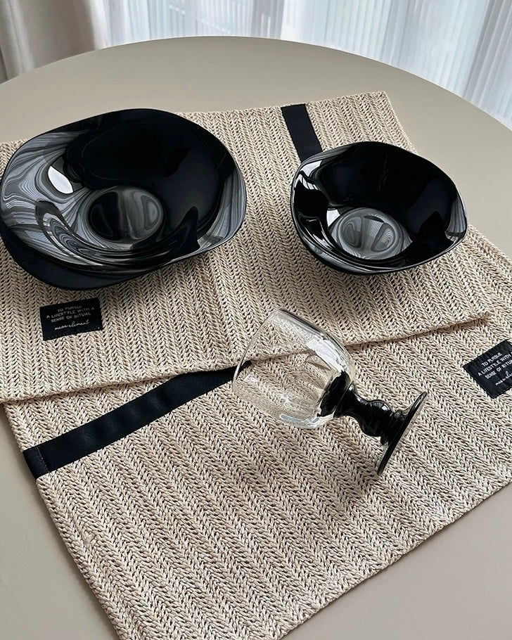 Handmade Retro Nordic Woven Reed Placemat for Elegant Table Setting - Image 3