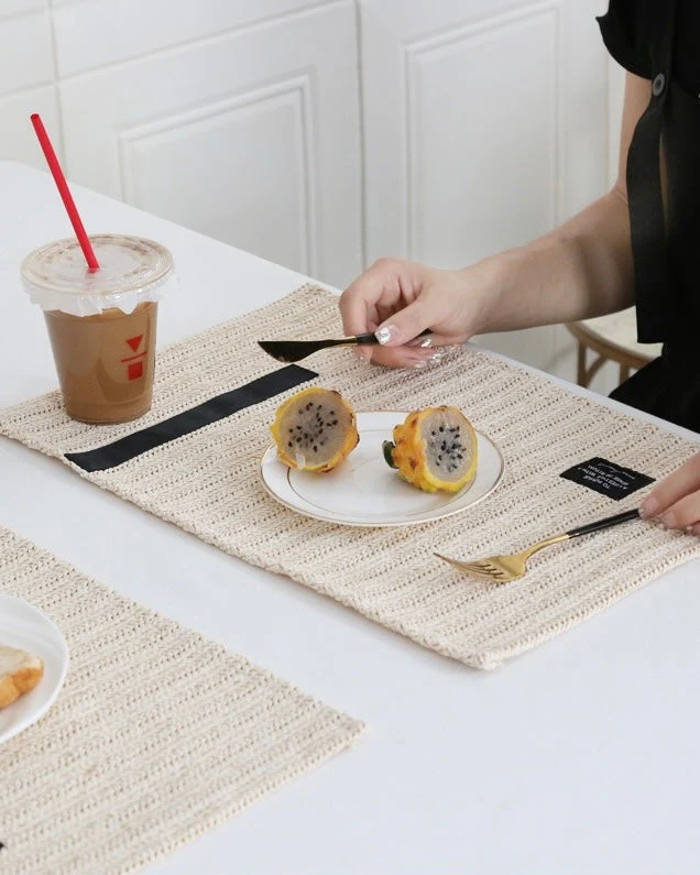 Handmade Retro Nordic Woven Reed Placemat for Elegant Table Setting - Image 5