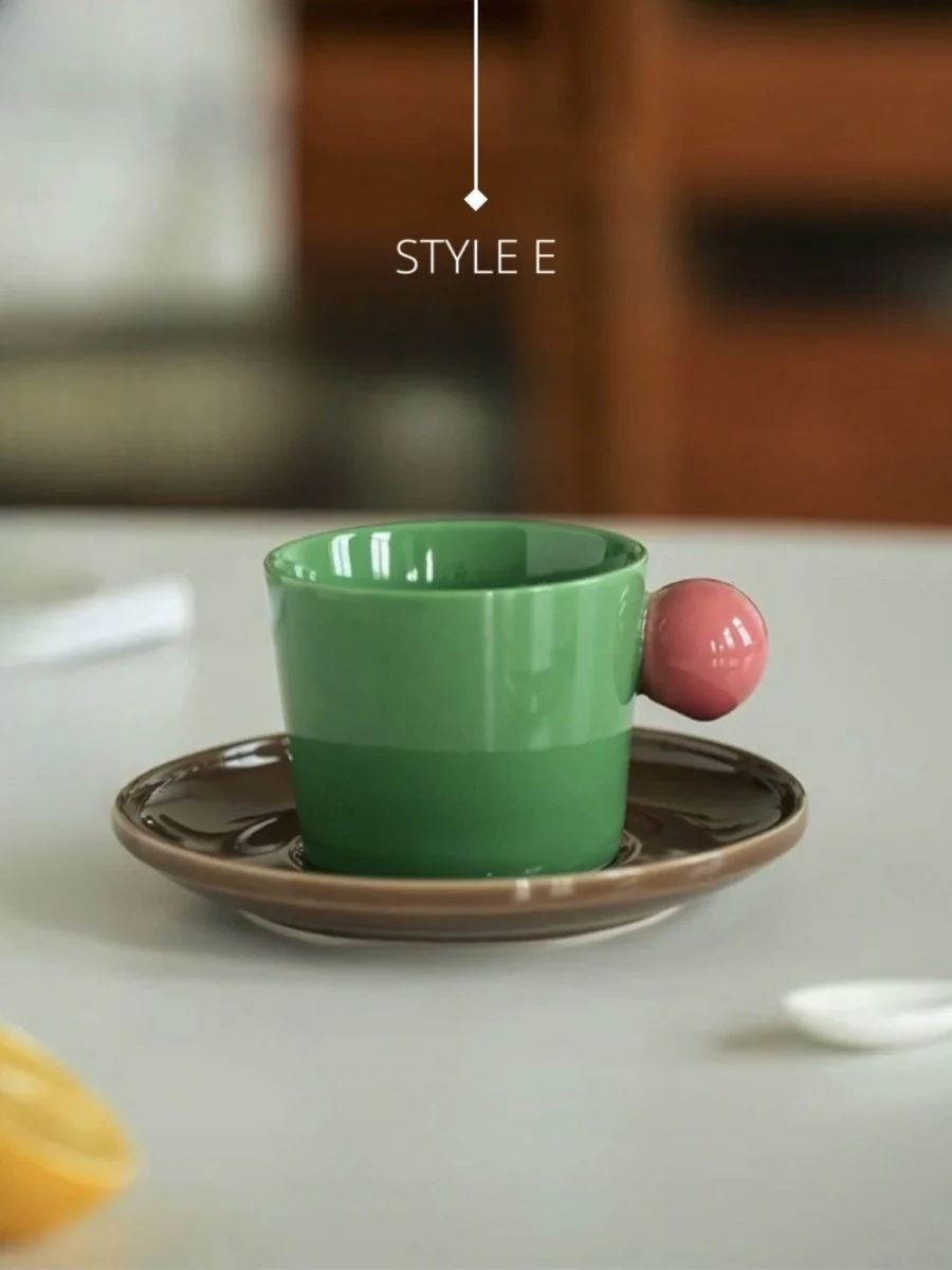 Handmade Skittles Coffee Mug With Saucer - Cute Dopamine Espresso Cup - Image 15