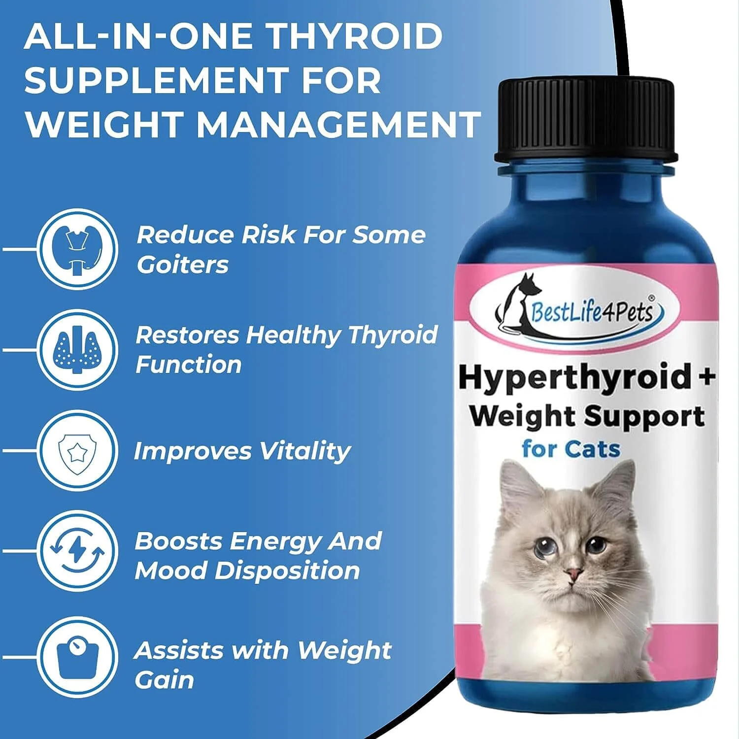 Hyperthyroidism Supplement for Cats - Treats Cat Hyperthyroid, Patchy Hair Loss, and Helps Cat Weight Gain by BestLife4Pets - Image 3
