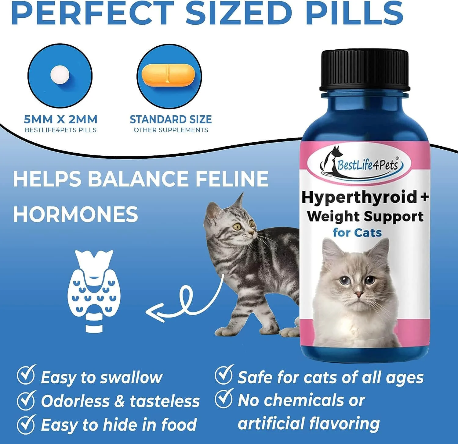 Hyperthyroidism Supplement for Cats - Treats Cat Hyperthyroid, Patchy Hair Loss, and Helps Cat Weight Gain by BestLife4Pets - Image 5