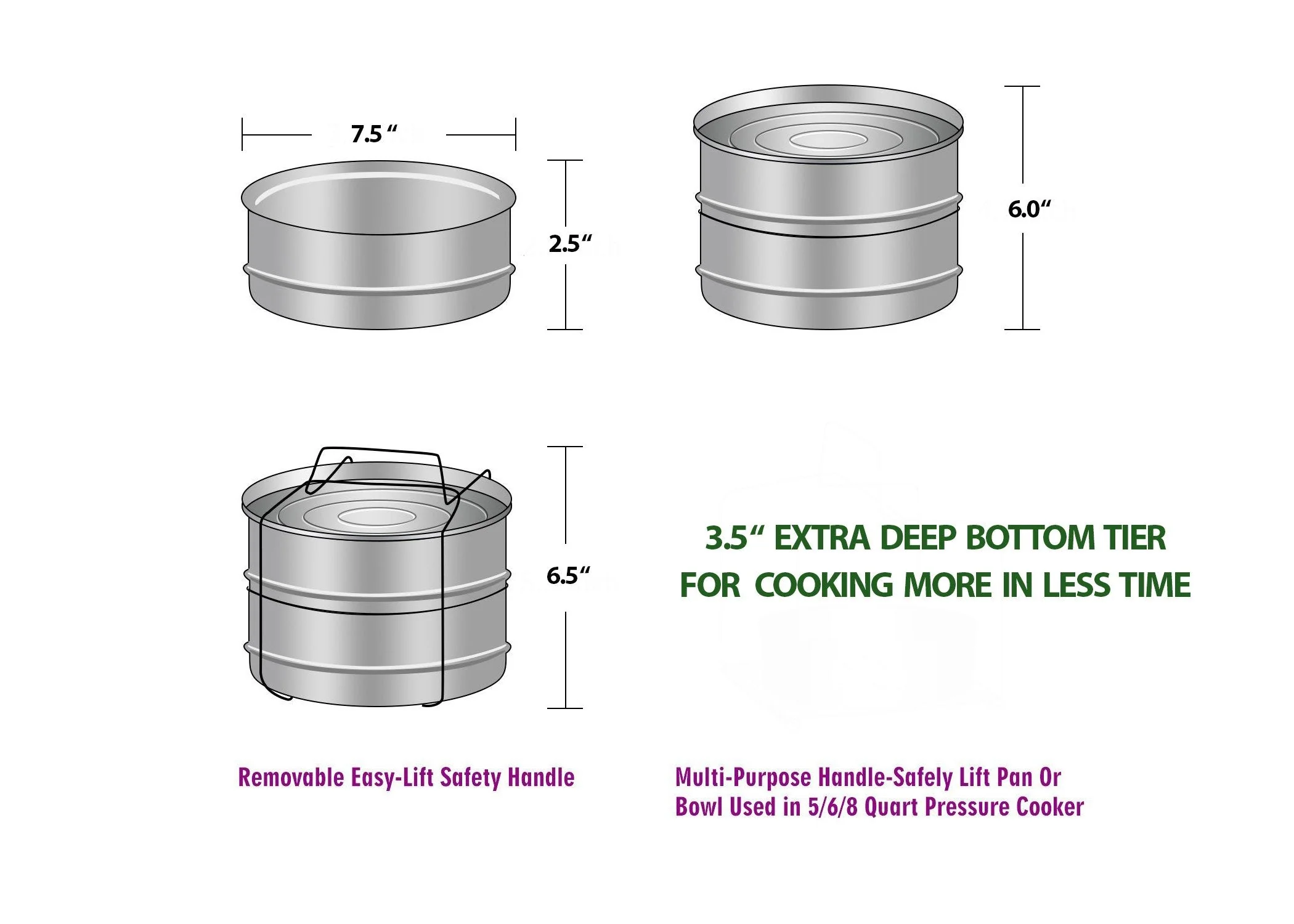 Instant Pot Insert Pans, 2 Tier for 6 Qt / 8 Qt Pressure Cookers by ecozoi - Image 6