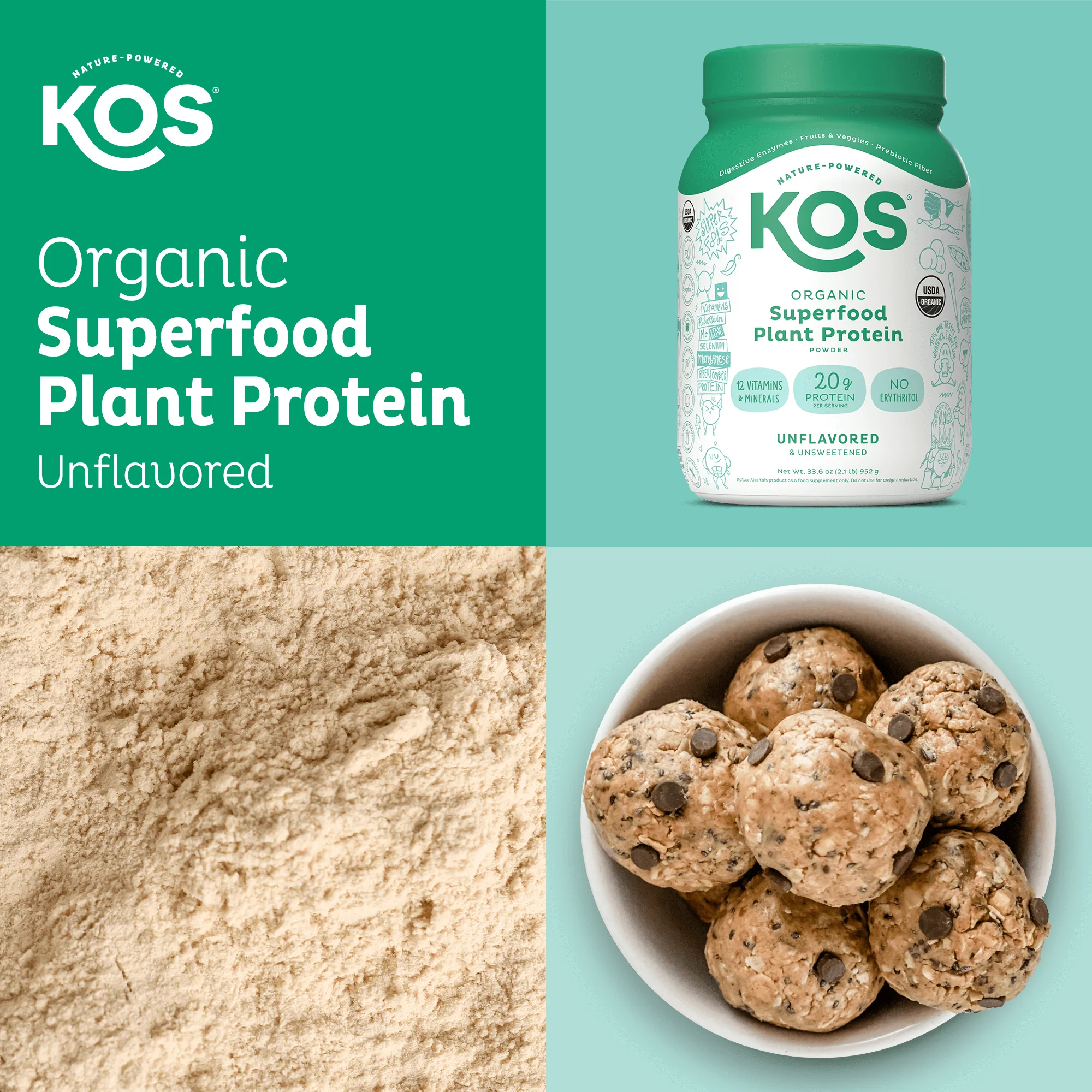 KOS Organic Plant Protein, Unflavored & Unsweetened, 28 Servings by KOS.com - Image 14