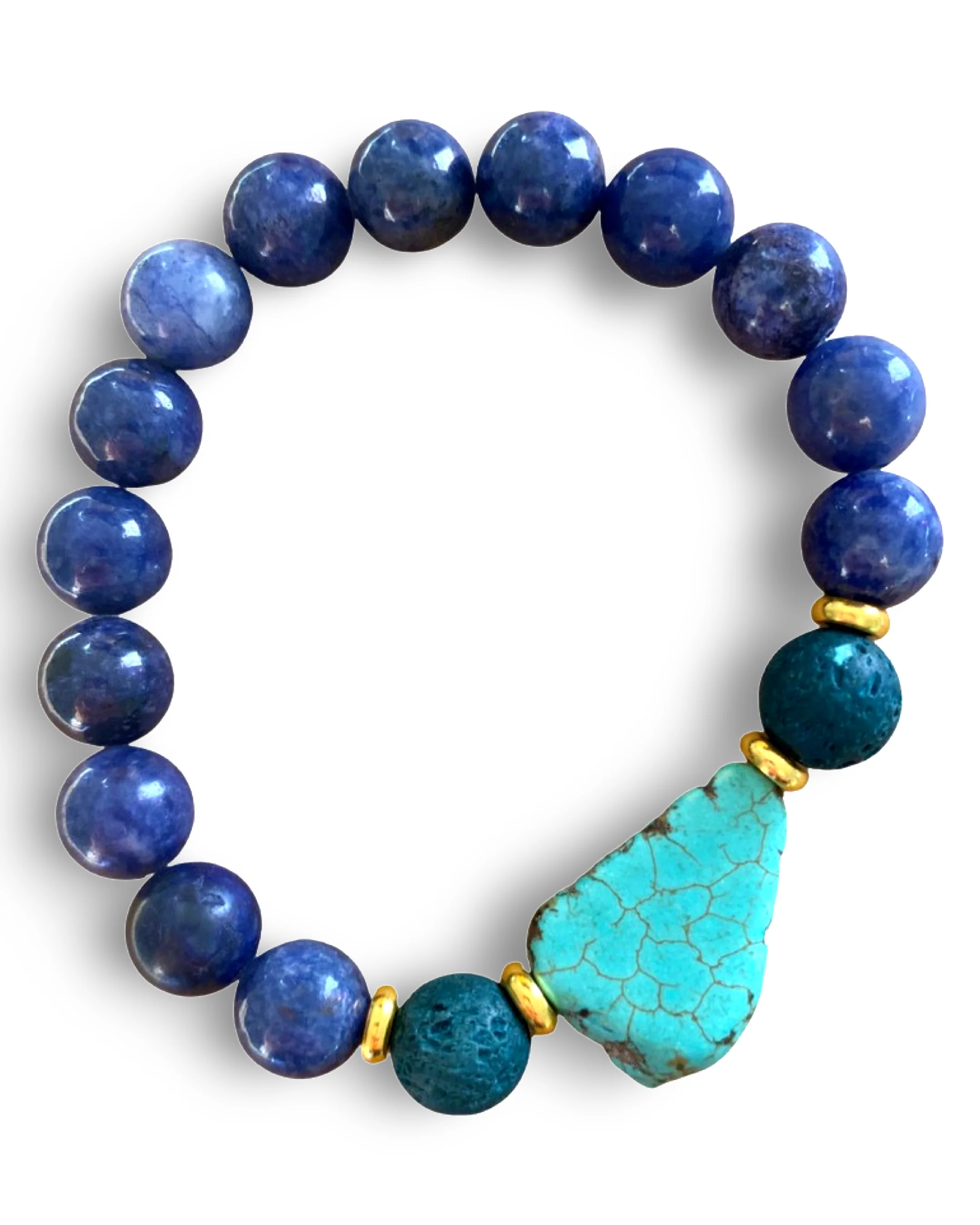Lapis Lazuli, Lava Rock and Turquoise Stone Bracelet by The Urban Charm - Image 6