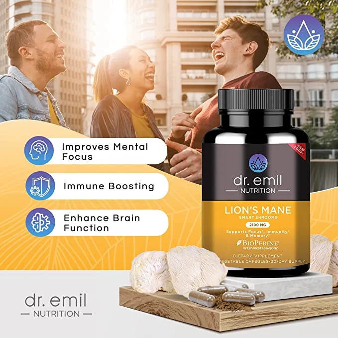 Lions Mane Mushroom Capsules by Dr Emil Nutrition - Image 3