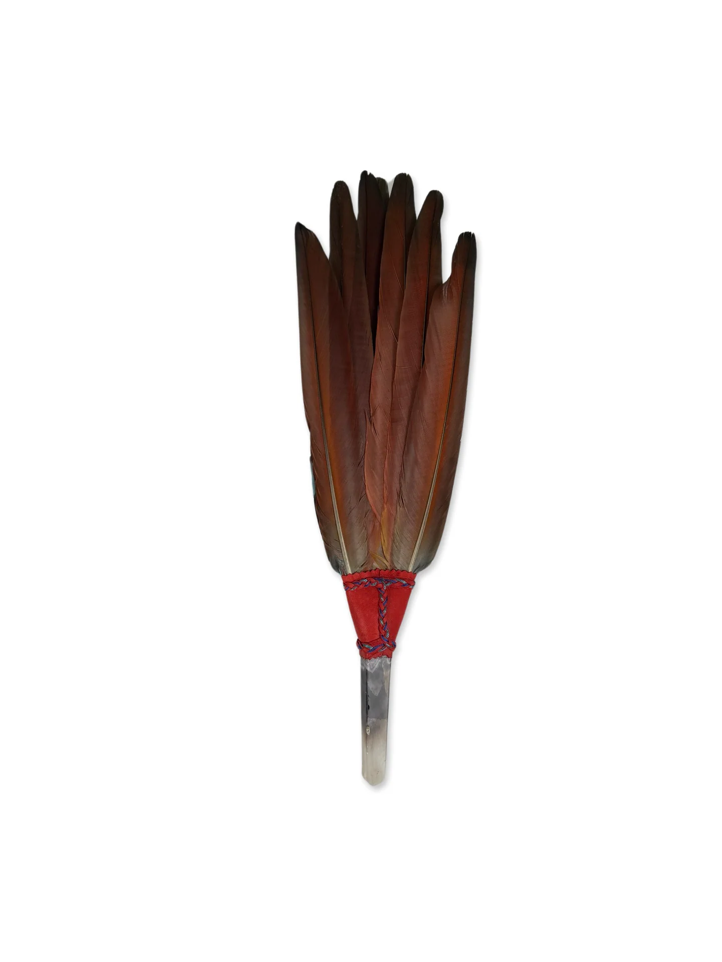 Macaw & Blue Indian Roller Smudge Fan with Amethyst Crystal Handle - Image 4