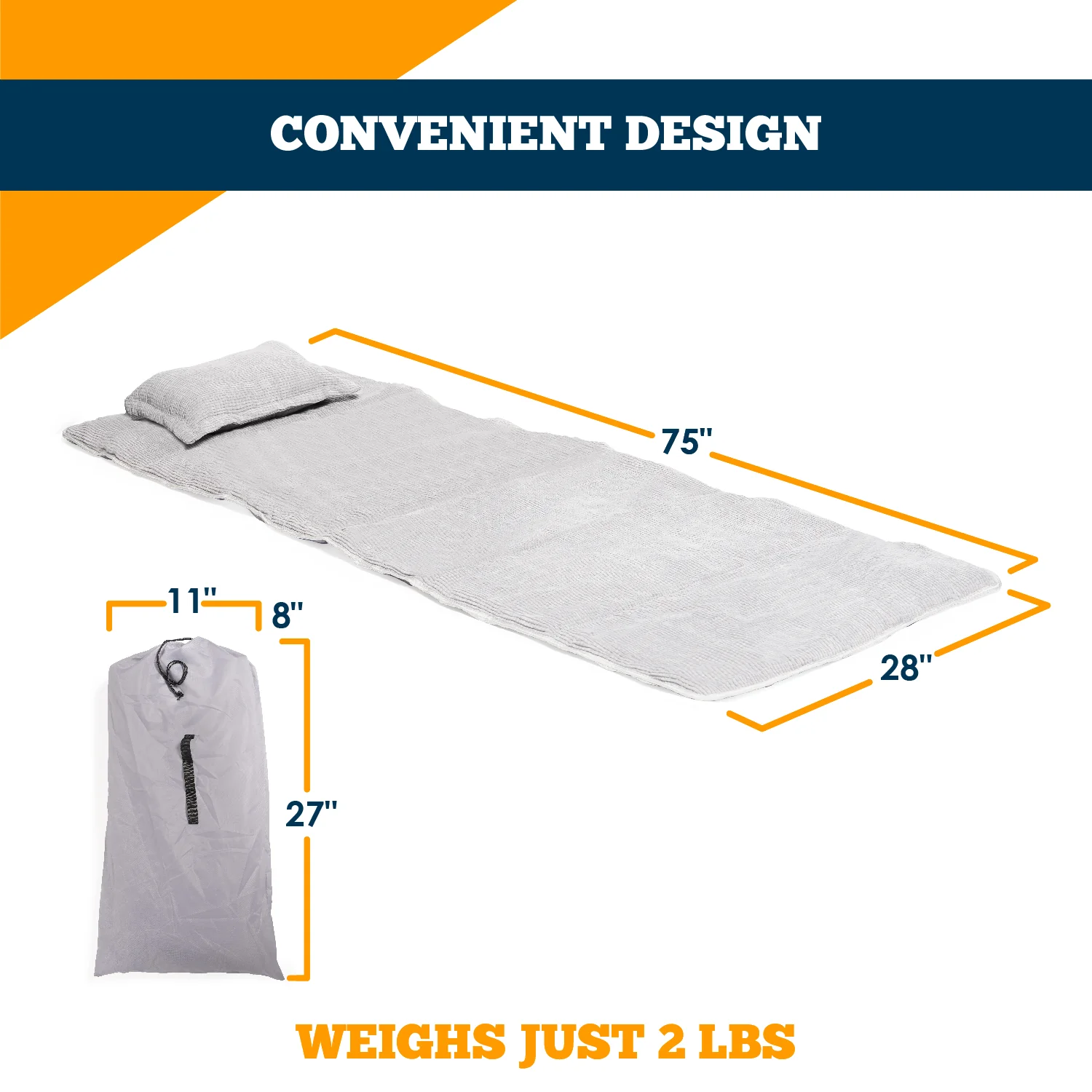 Mattress Pad and Pillow for Camping Cots - Image 2