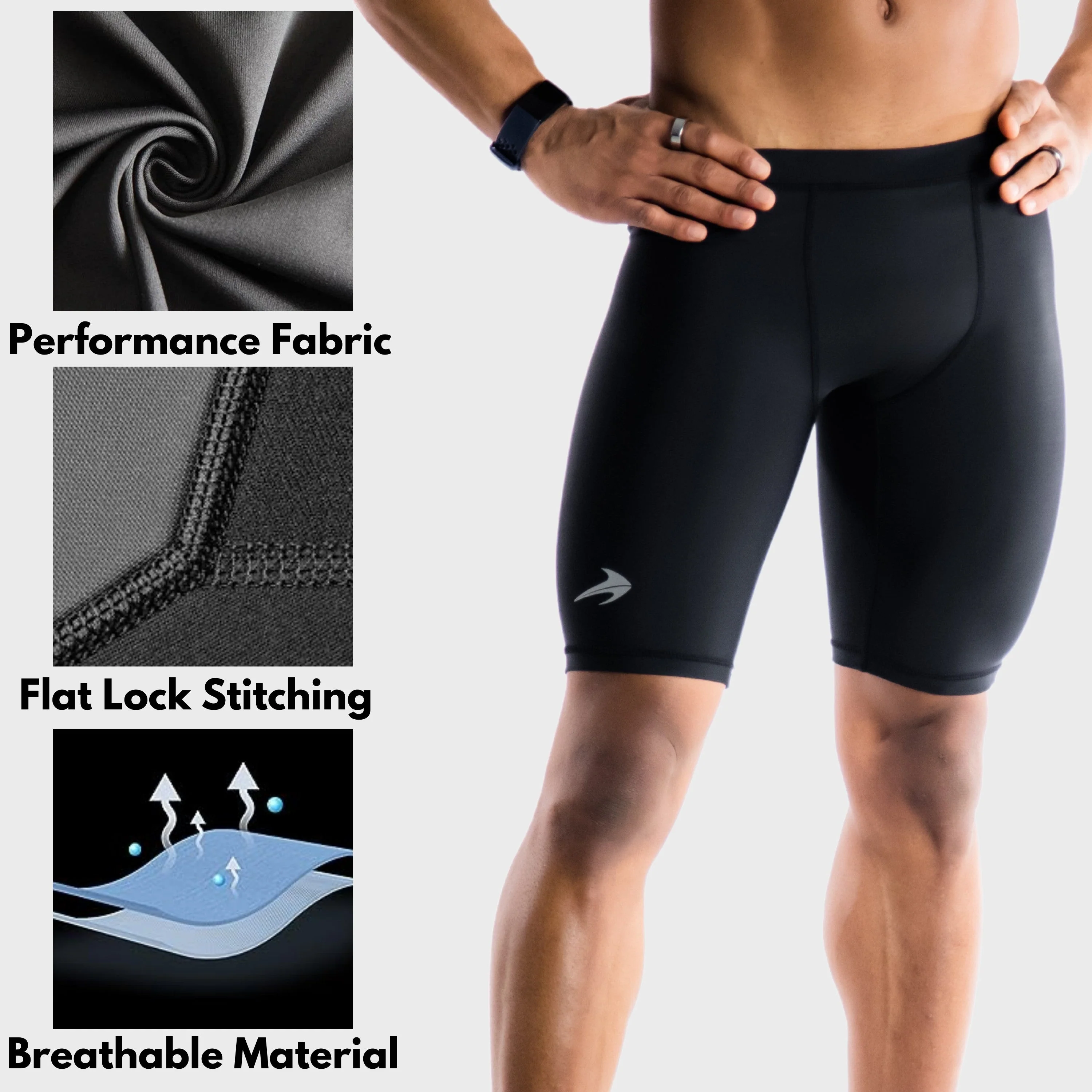 Men's 9" Compression Shorts - Black - Image 4