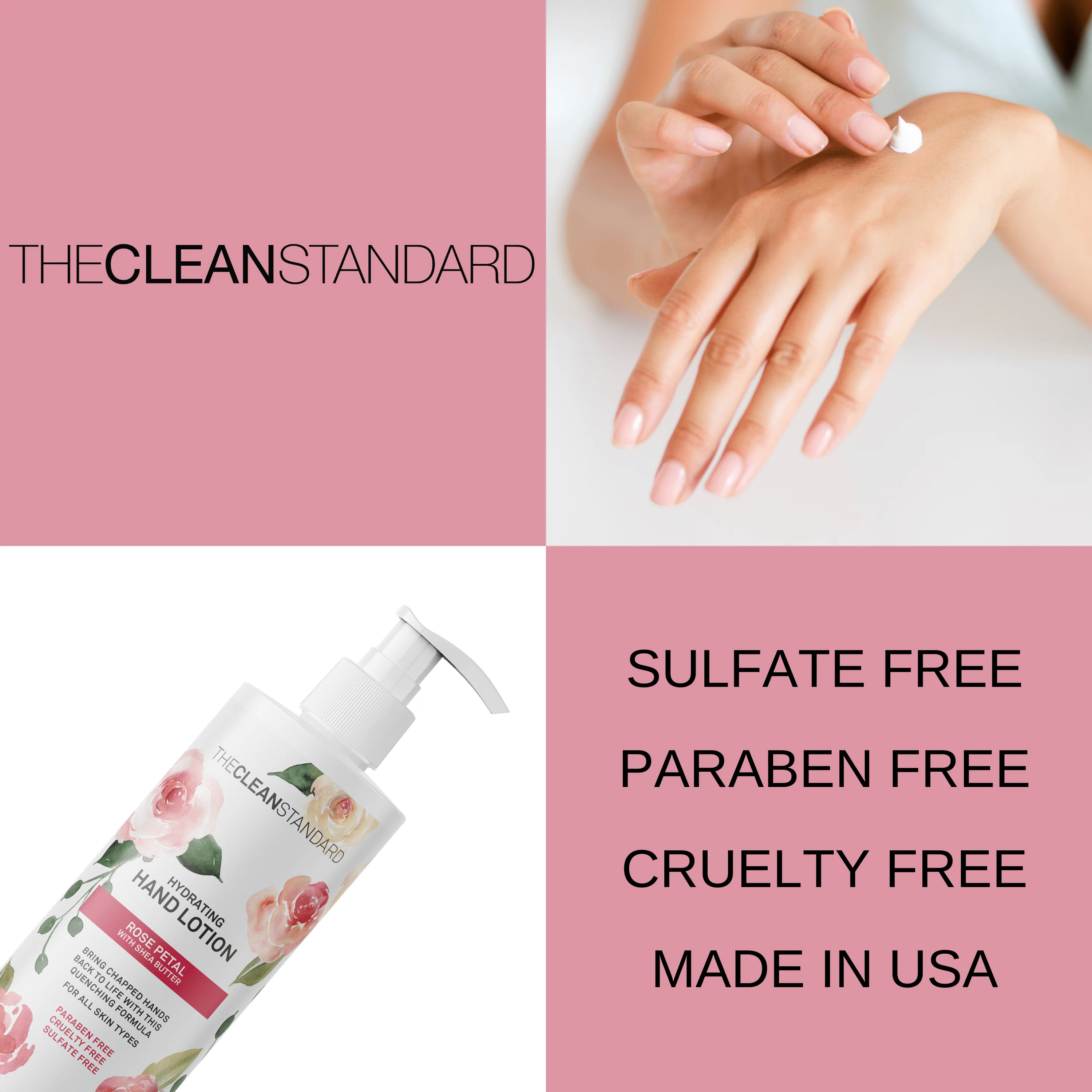 Moisturizing Hand Lotion for Dry Skin and Moisturizer with Shea Butter, Rose Flower Oil | Hydrating Non Greasy Hand Cream for Women and Men by THE CLEAN STANDARD | 2 Bottle Set x 16 fl oz with Lotion Pump by  Los Angeles Brands - Image 3