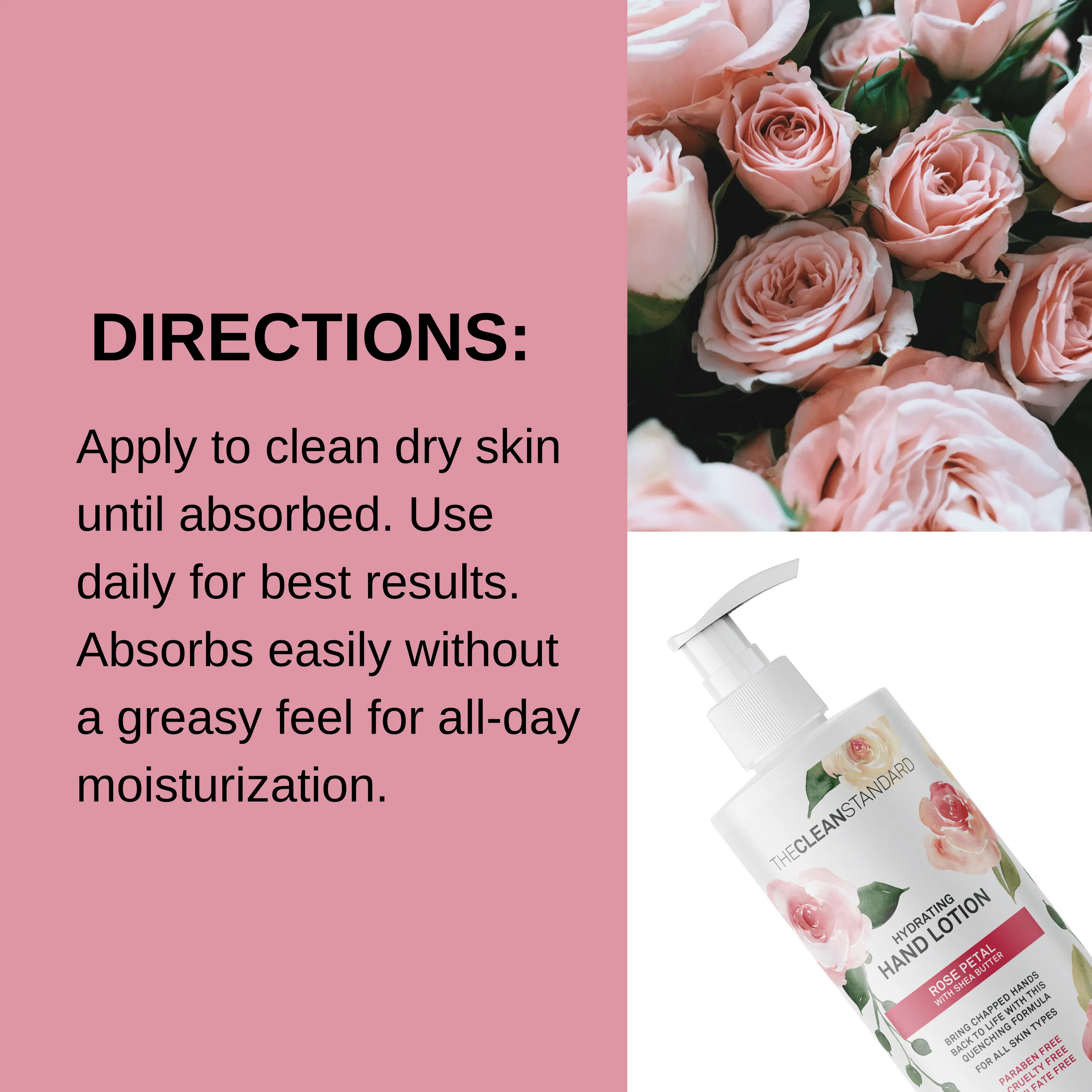 Moisturizing Hand Lotion for Dry Skin and Moisturizer with Shea Butter, Rose Flower Oil | Hydrating Non Greasy Hand Cream for Women and Men by THE CLEAN STANDARD | 2 Bottle Set x 16 fl oz with Lotion Pump by  Los Angeles Brands - Image 5