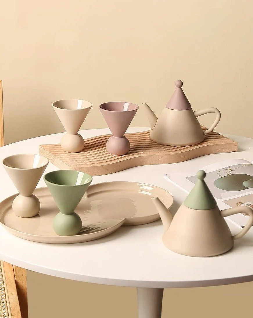 Morandi Ceramic Tea Set Gift Box - Nordic Handmade Cute Teapot & Tea Cups Set of 3 Pcs ( $26.6 Each ) - Image 2